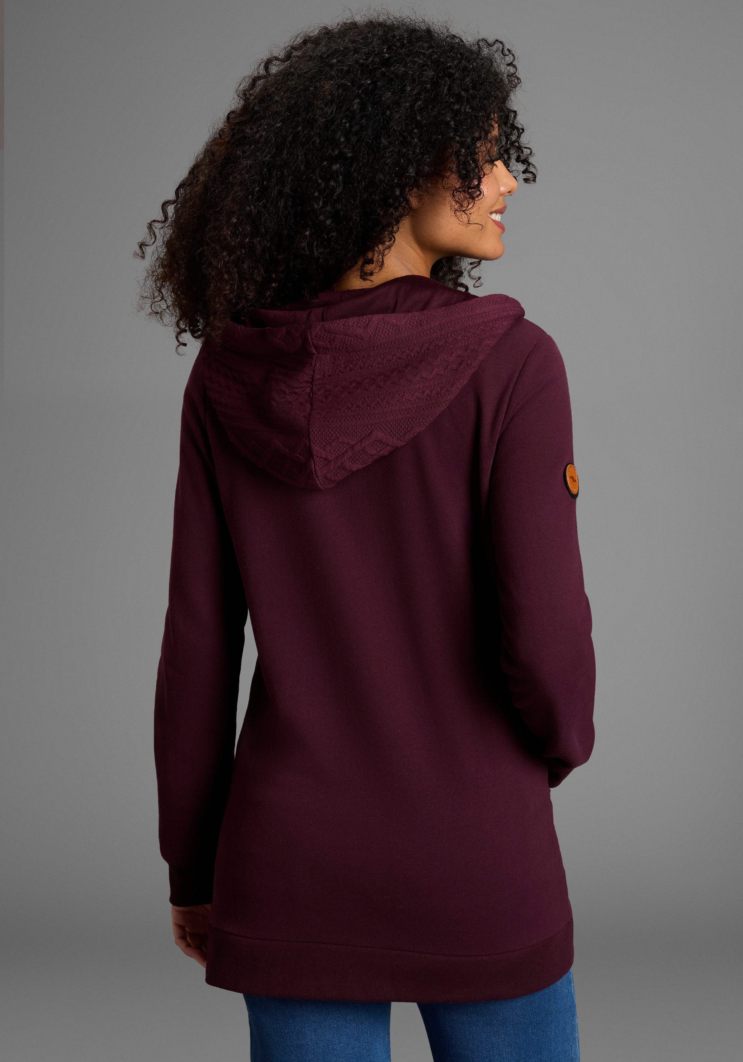 KangaROOS Capuchonsweatvest met kabelmotiefdetails