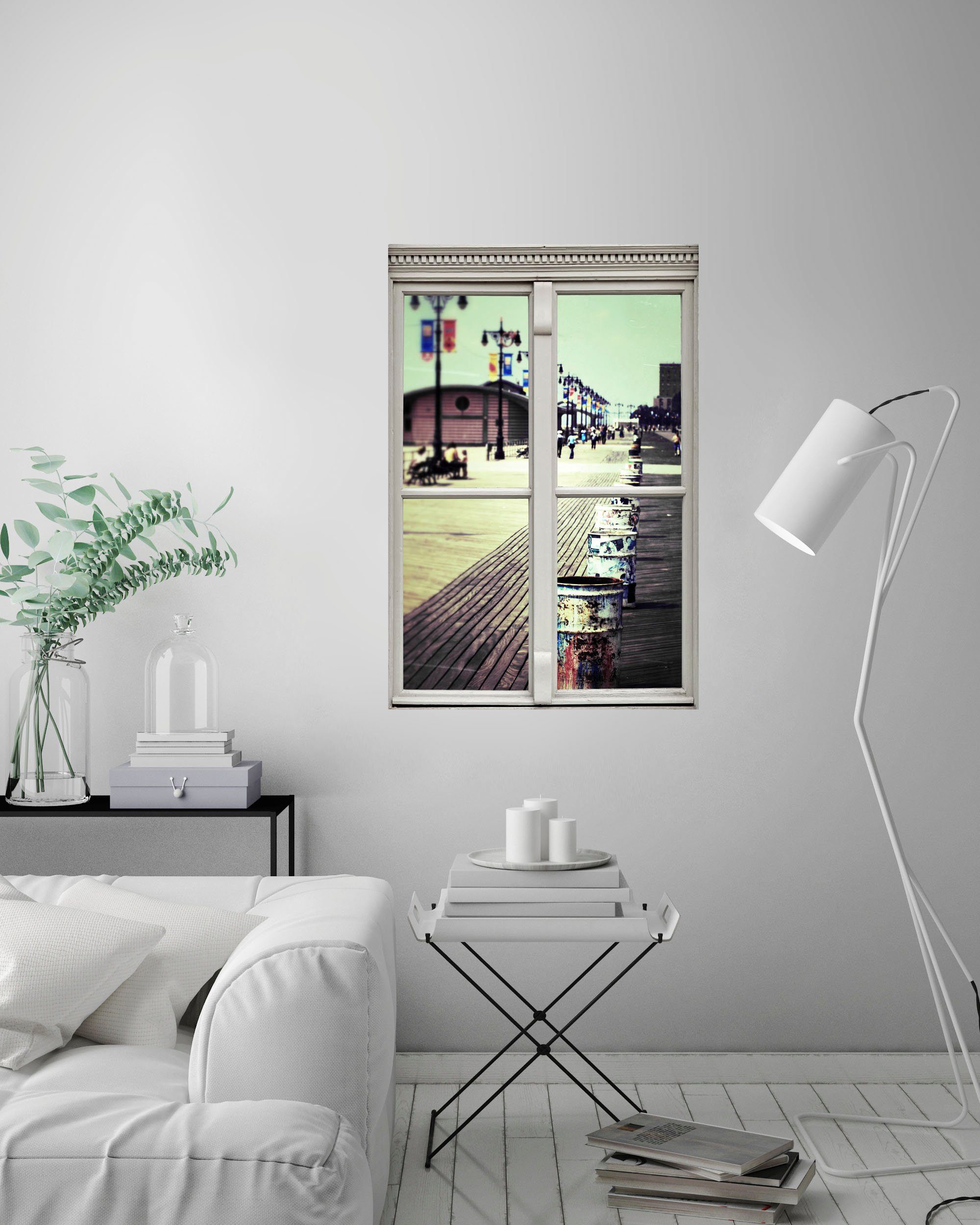 queence Wandfolie Voetgangerszone Muursticker, muurdecoratie, zelfklevend, 3D, raam