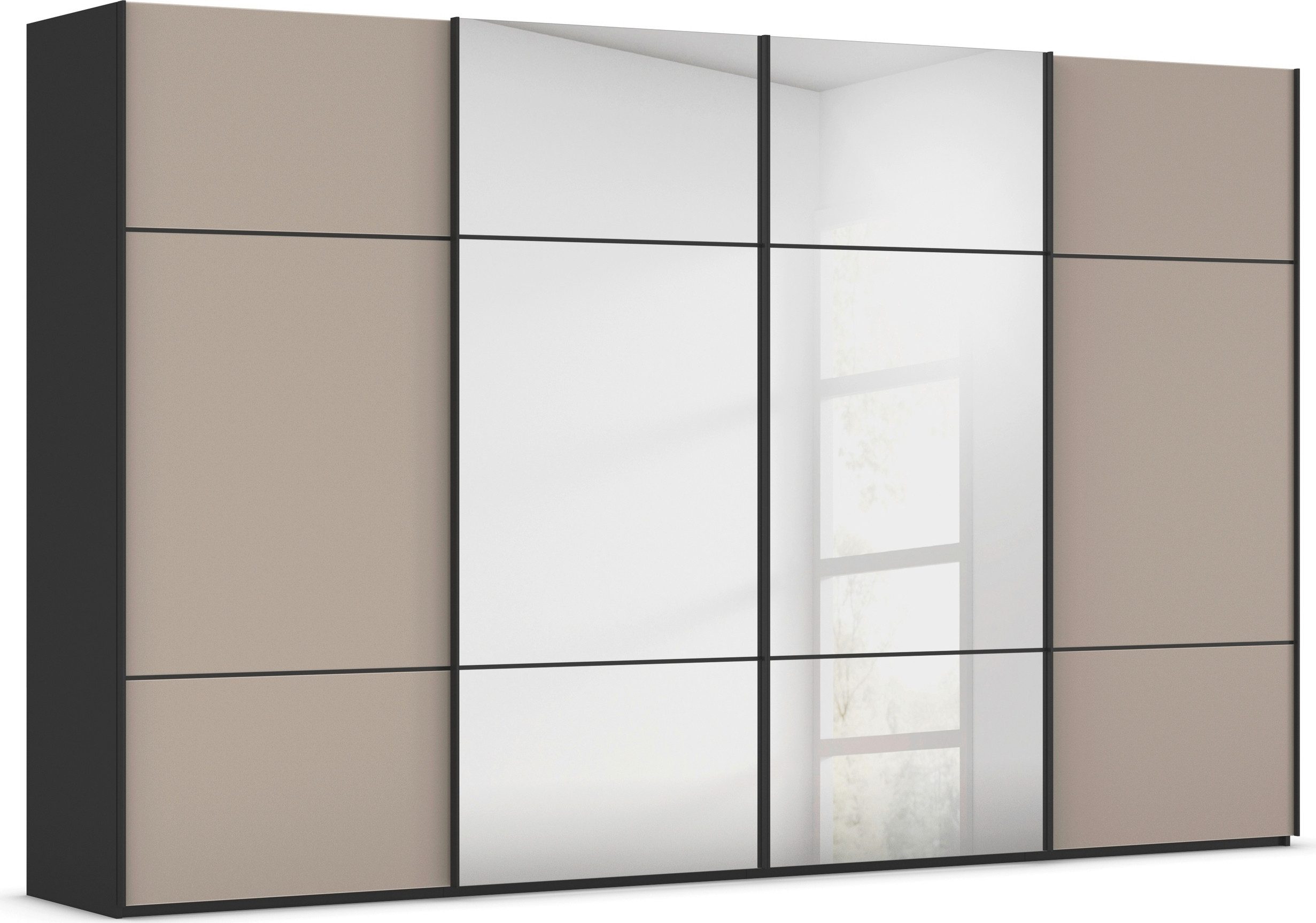 rauch Schuifdeurkast Kledingkast kast garderobe slaapkamerkast SCALE-TRIO edel drievoudig front met 2 sierlijsten spiegel/glas made in germany