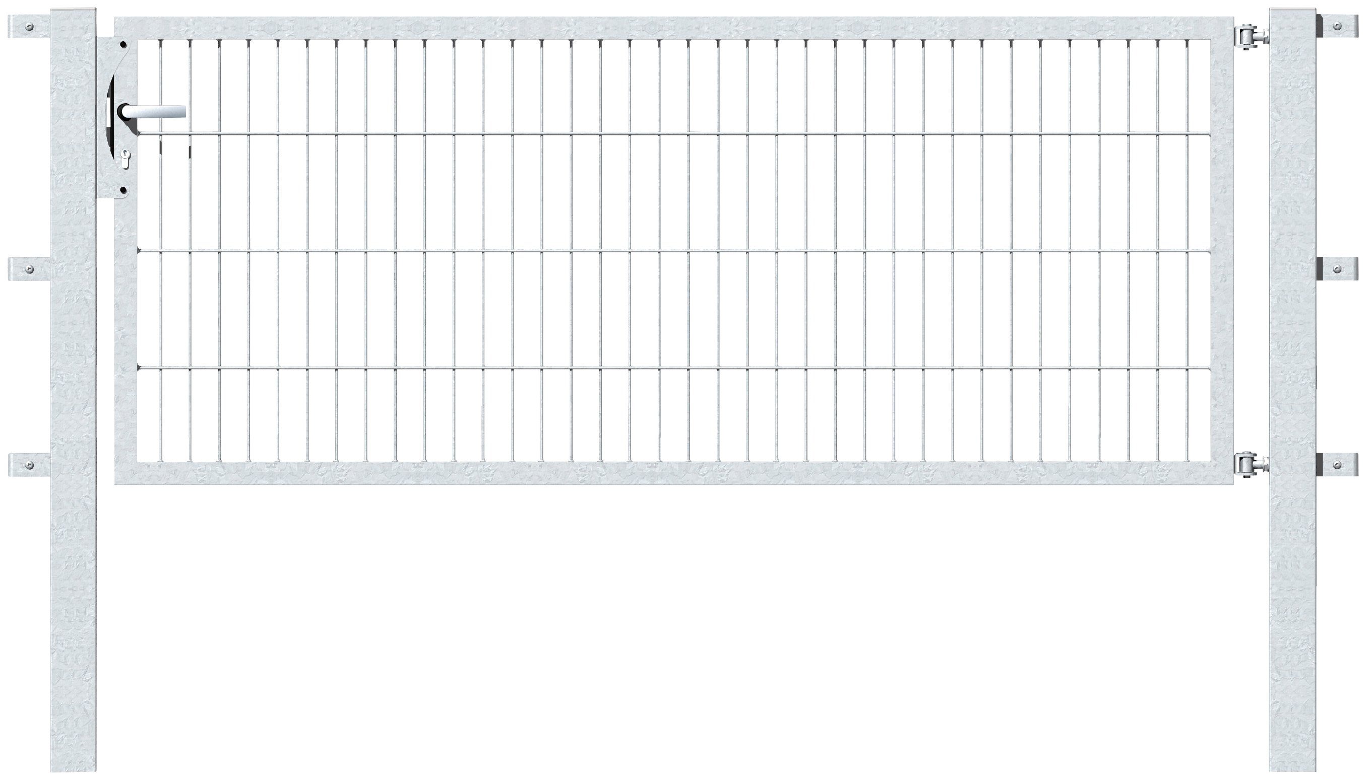 GAH Alberts Deur met enkel hek Flexo 200 cm breedte, in verschillende hoogten hekken maat 200 cm x 80 cm zilver