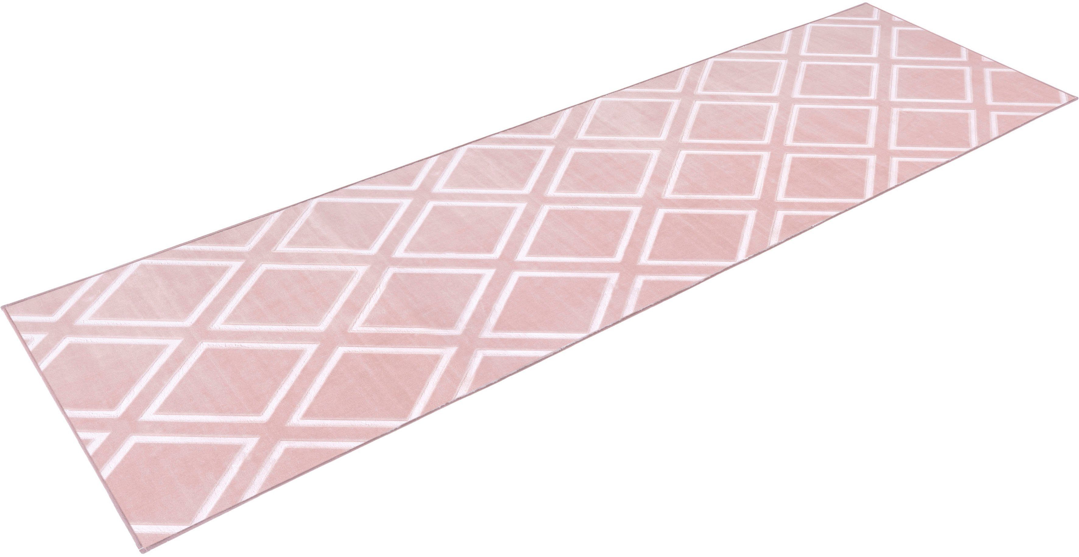 my home Loper Ledion bijzonder zacht door microvezel, loper, korte pool, 3d-effect lopers maat 80x300 cm roze