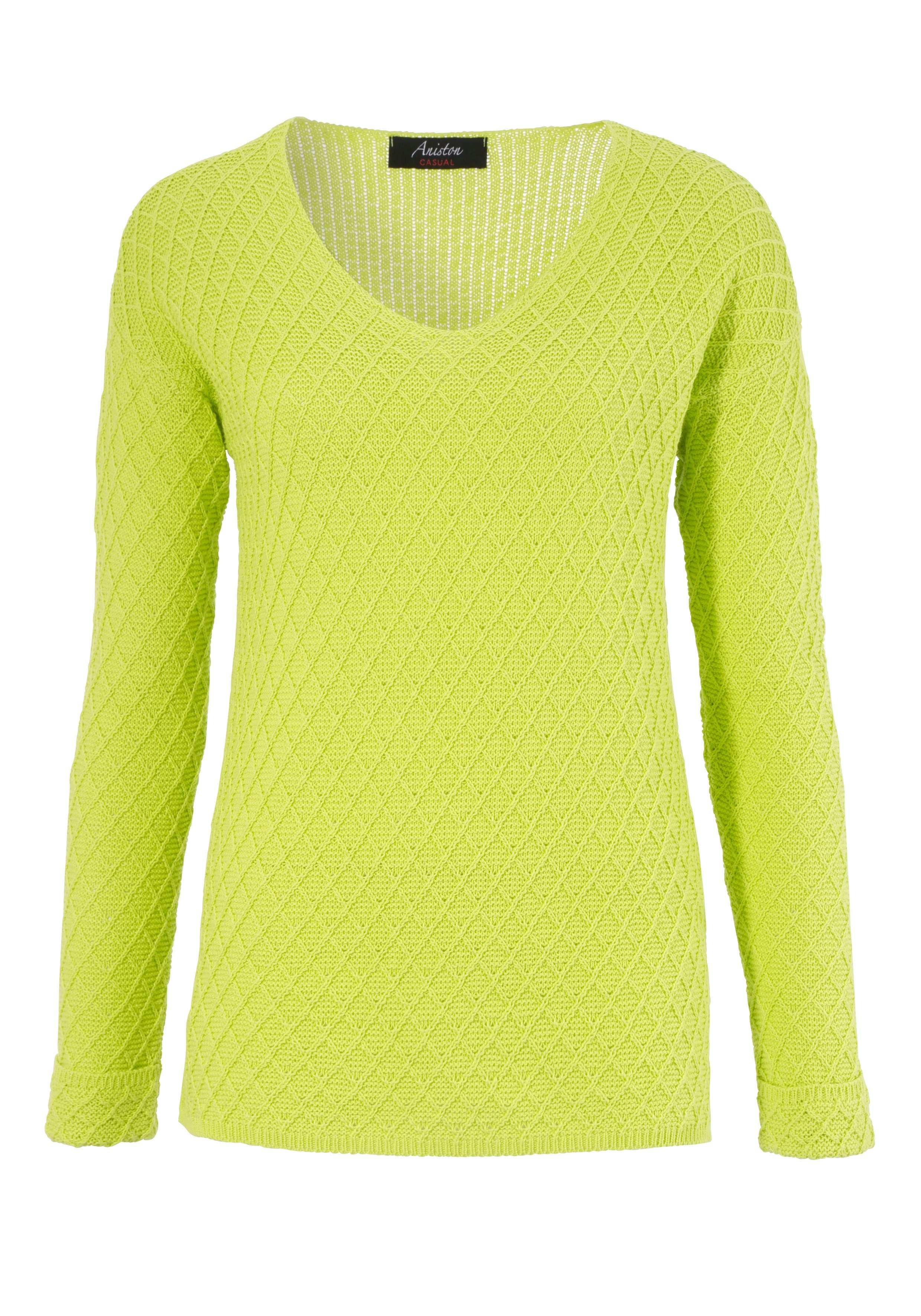 Aniston CASUAL Trui met V-hals in een trendy motievenmix
