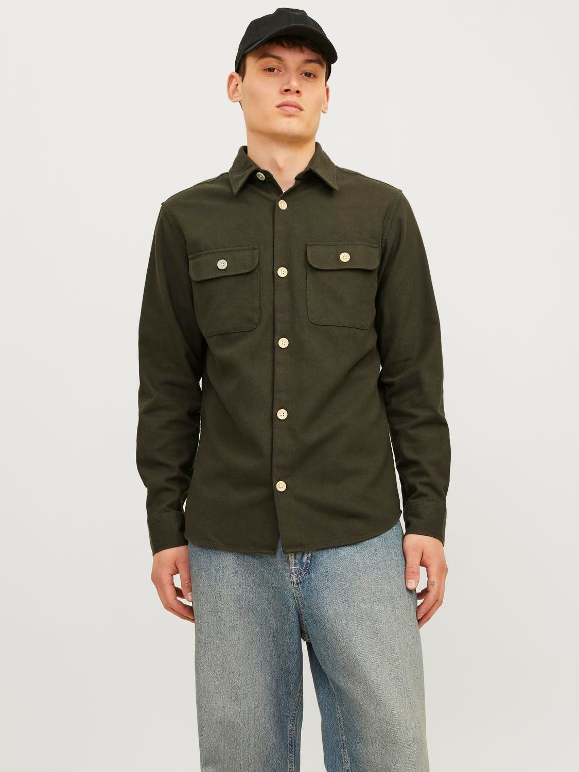 Jack & Jones Overhemd met lange mouwen JJEDARREN OVERSHIRT LS NOOS heren overhemden maat XS groen