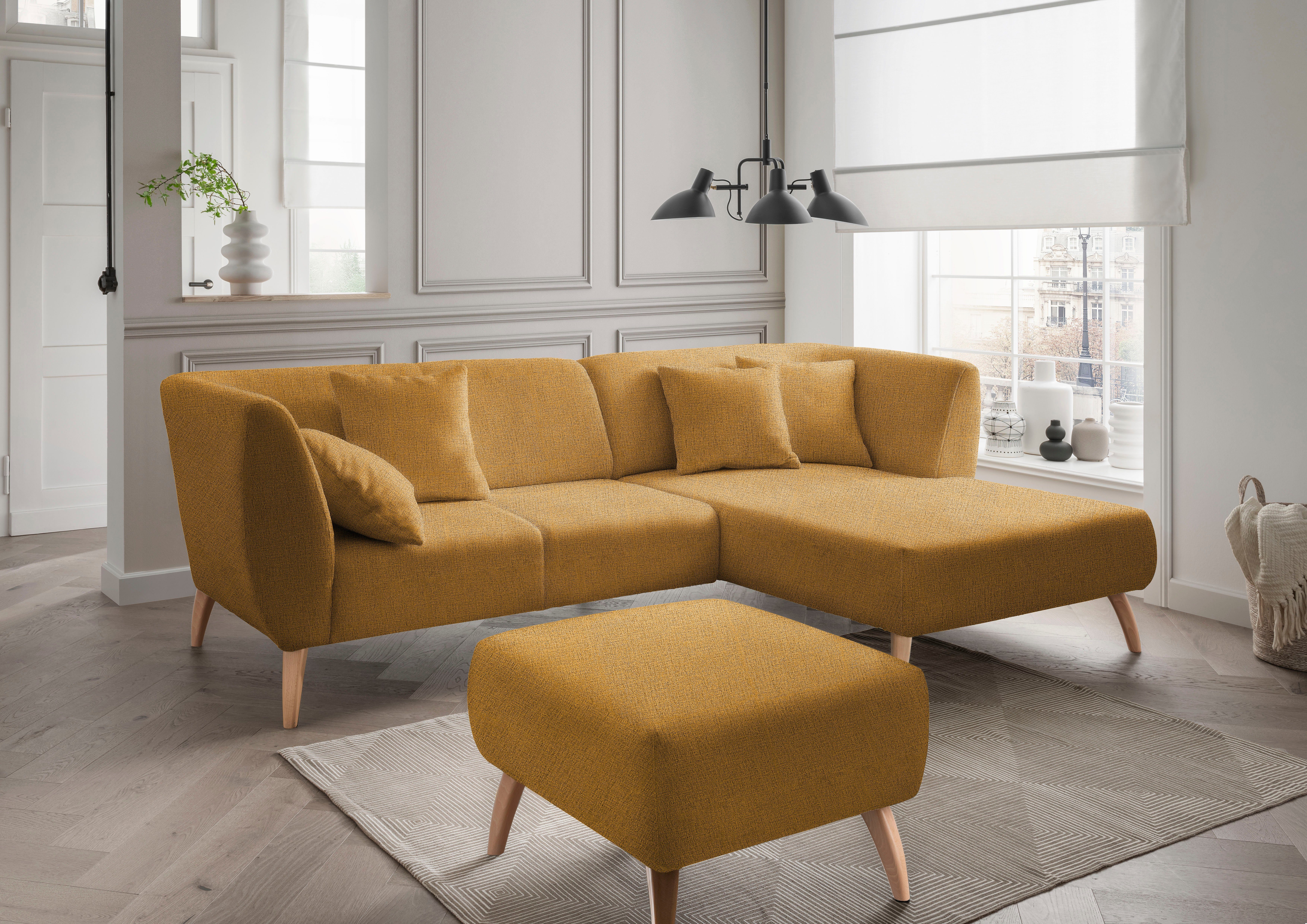 INOSIGN Hocker Colori Kleur houten poten naar keuze, verschillende stoffen, hoogwaardige stof