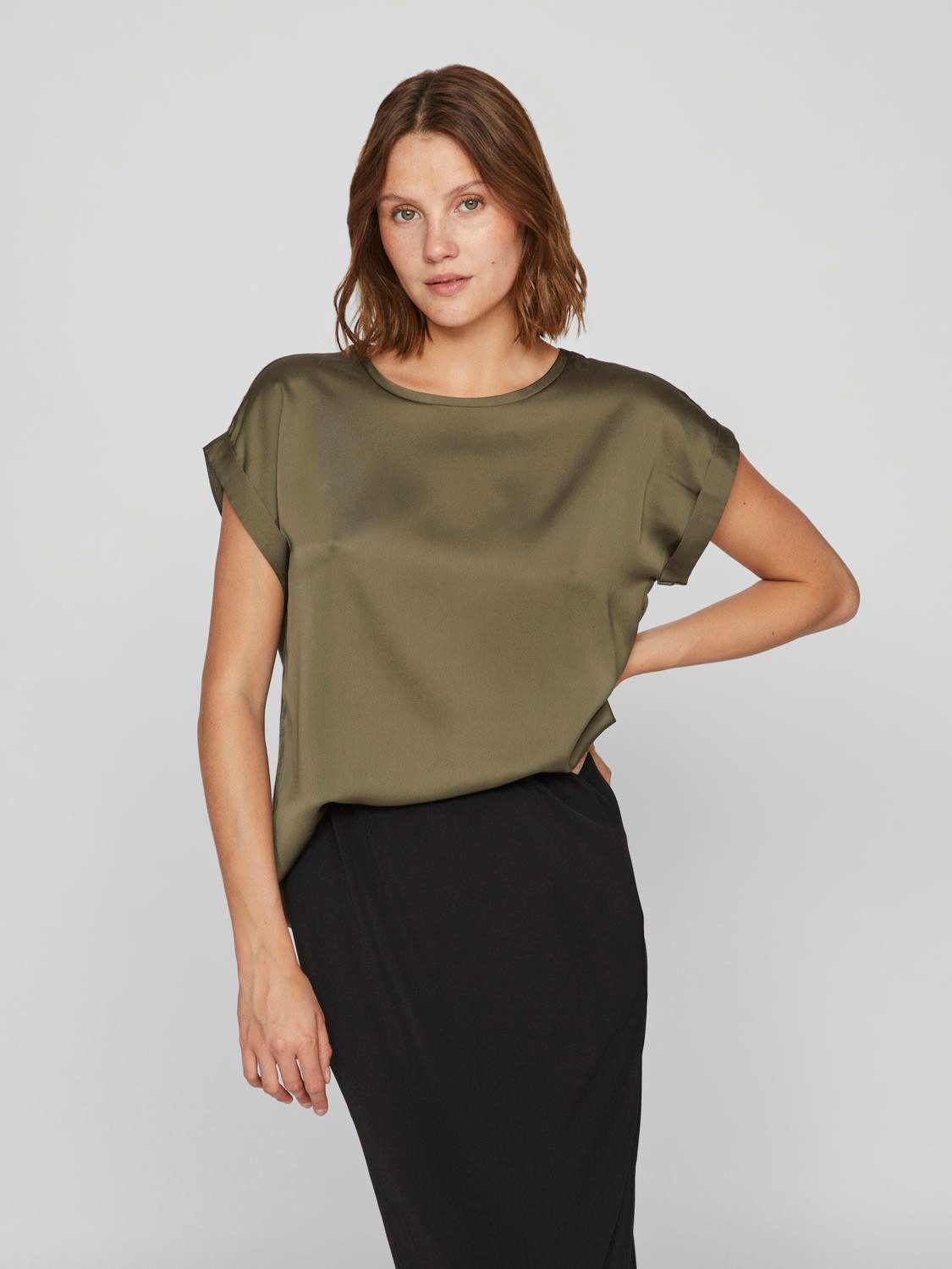 Vila Shirt met korte mouwen VIELLETTE S S SATIN TOP NOOS