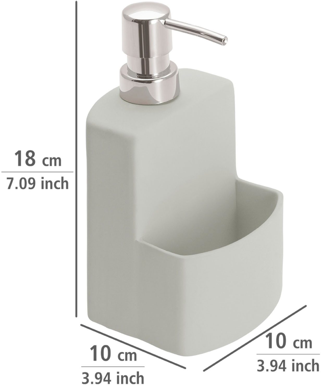 WENKO Dispenser voor afwasmiddel Model Festival van keramiek, soft-touch coating, met afwasponsvak, 380 ml (1-delig)