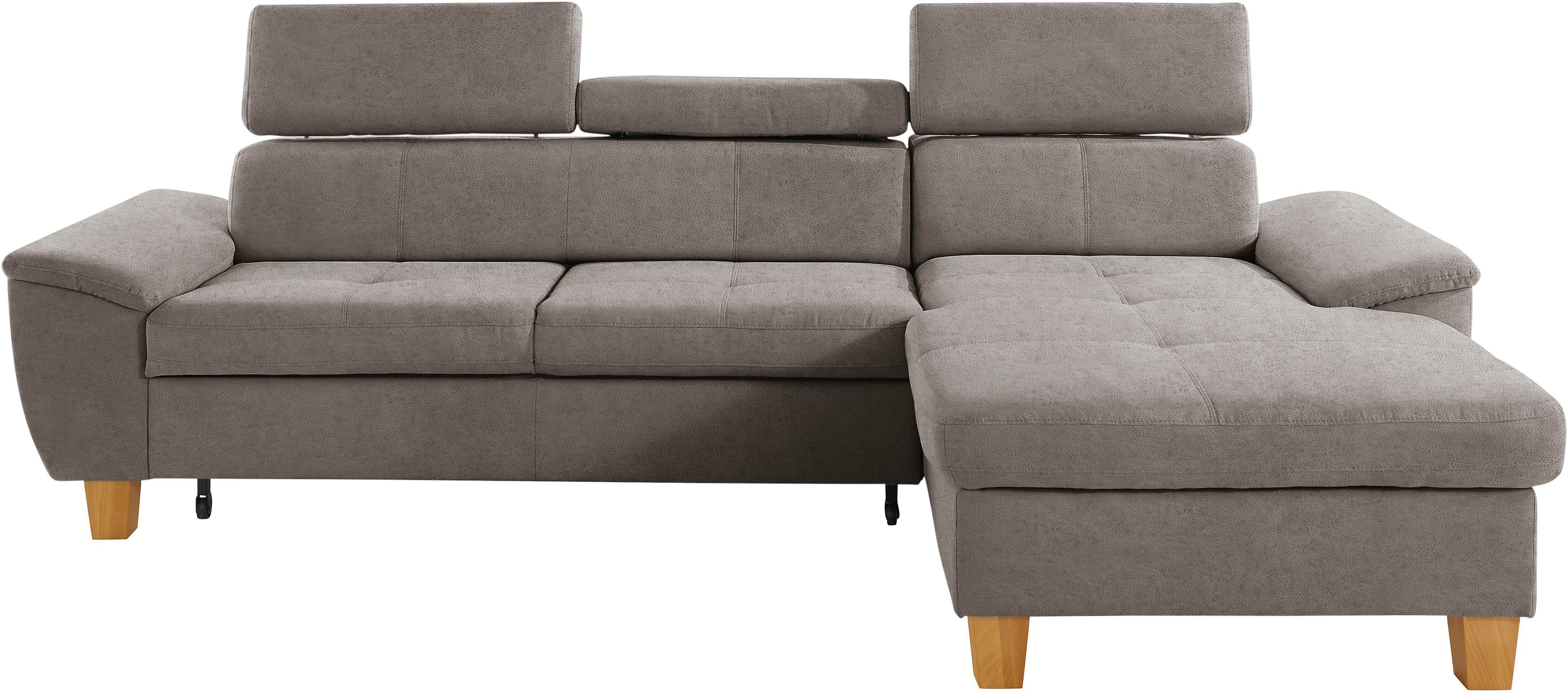 exxpo - sofa fashion Hoekbank Enya, uitgebreide afwerking, hoog zitcomfort, comfortabel, L-vorm inclusief verstelbare hoofdsteun, naar keuze met slaapfunctie en bedkist