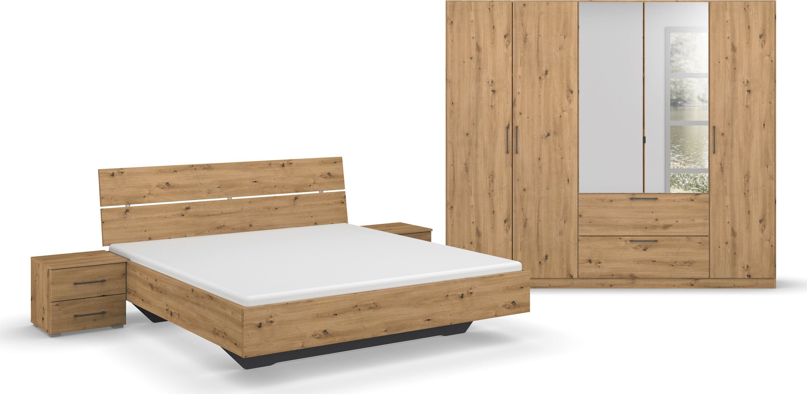 OTTO Slaapkamerserie Compleet slaapkamer Challenger (Set van 4 delen) Kast 2 breedtes, bed 3 breedtes, 2 nachttafels MADE IN GERMANY garderobekasten