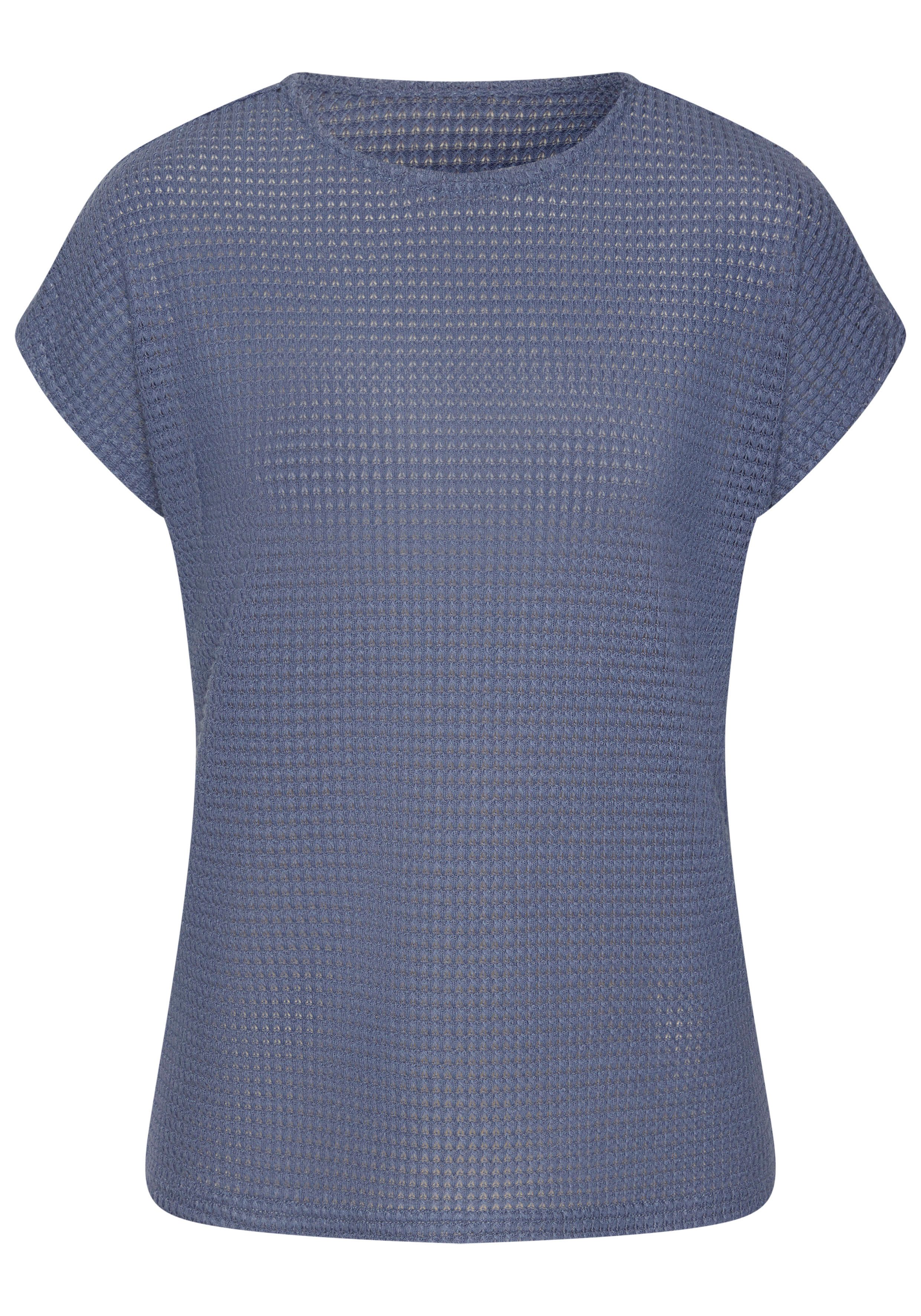 Vivance Shirt met korte mouwen Met modieuze wafelstructuur van kreukvrije breikwaliteit