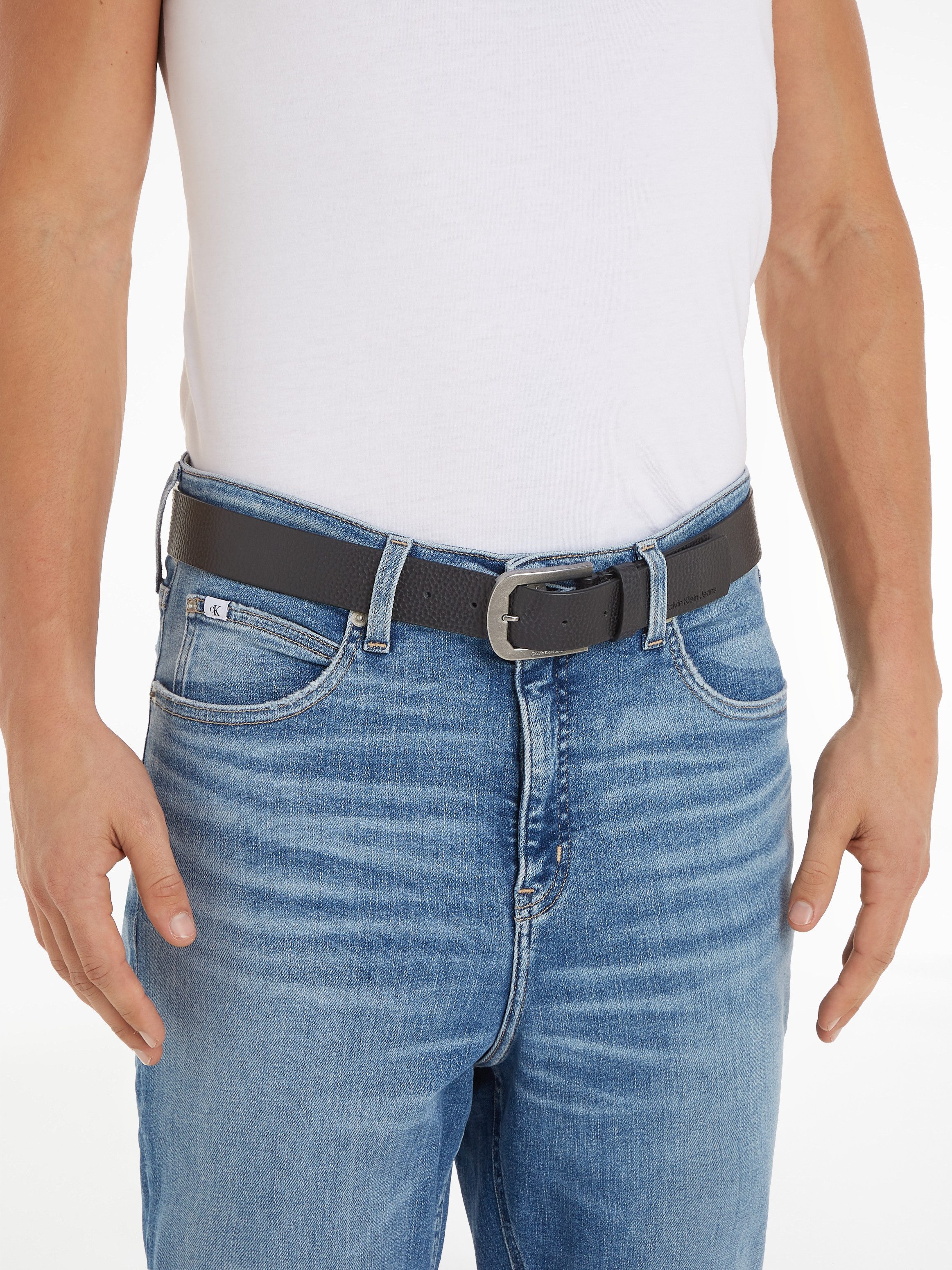 Calvin Klein Leren riem CLASSIC PIN BUCKLE LTHR BELT35MM