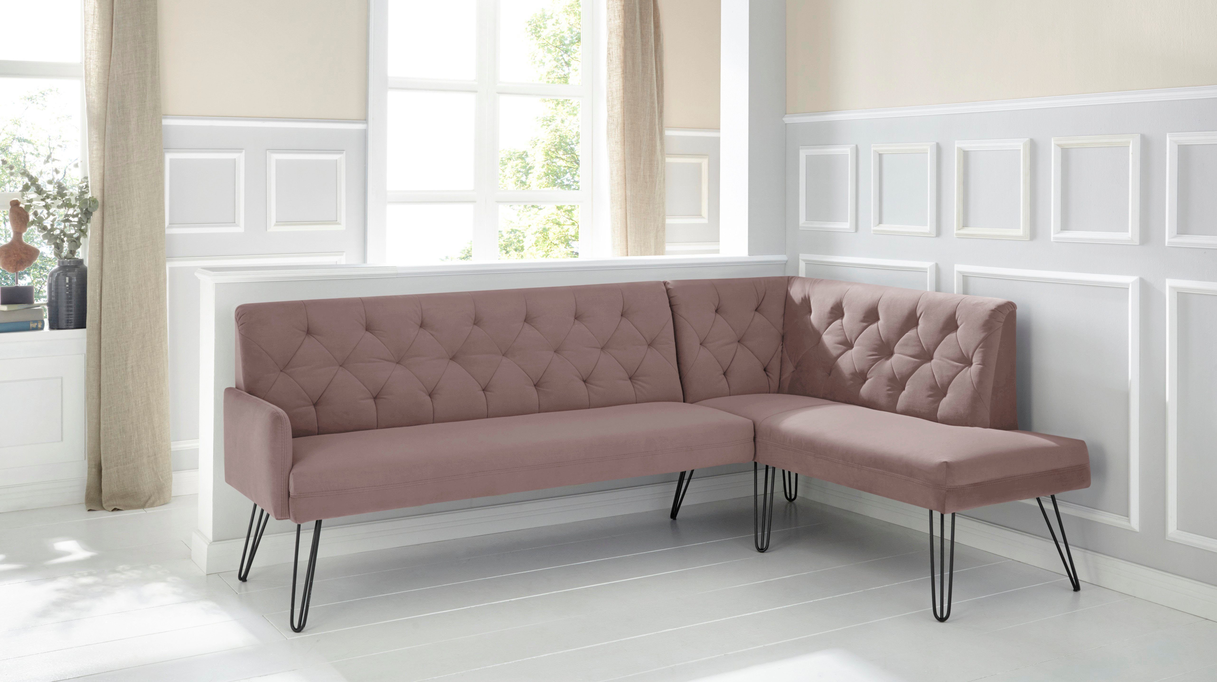 exxpo - sofa fashion Hoekbank Doppio, Chesterfield look, comfortabel en handig, hoge designvoeten