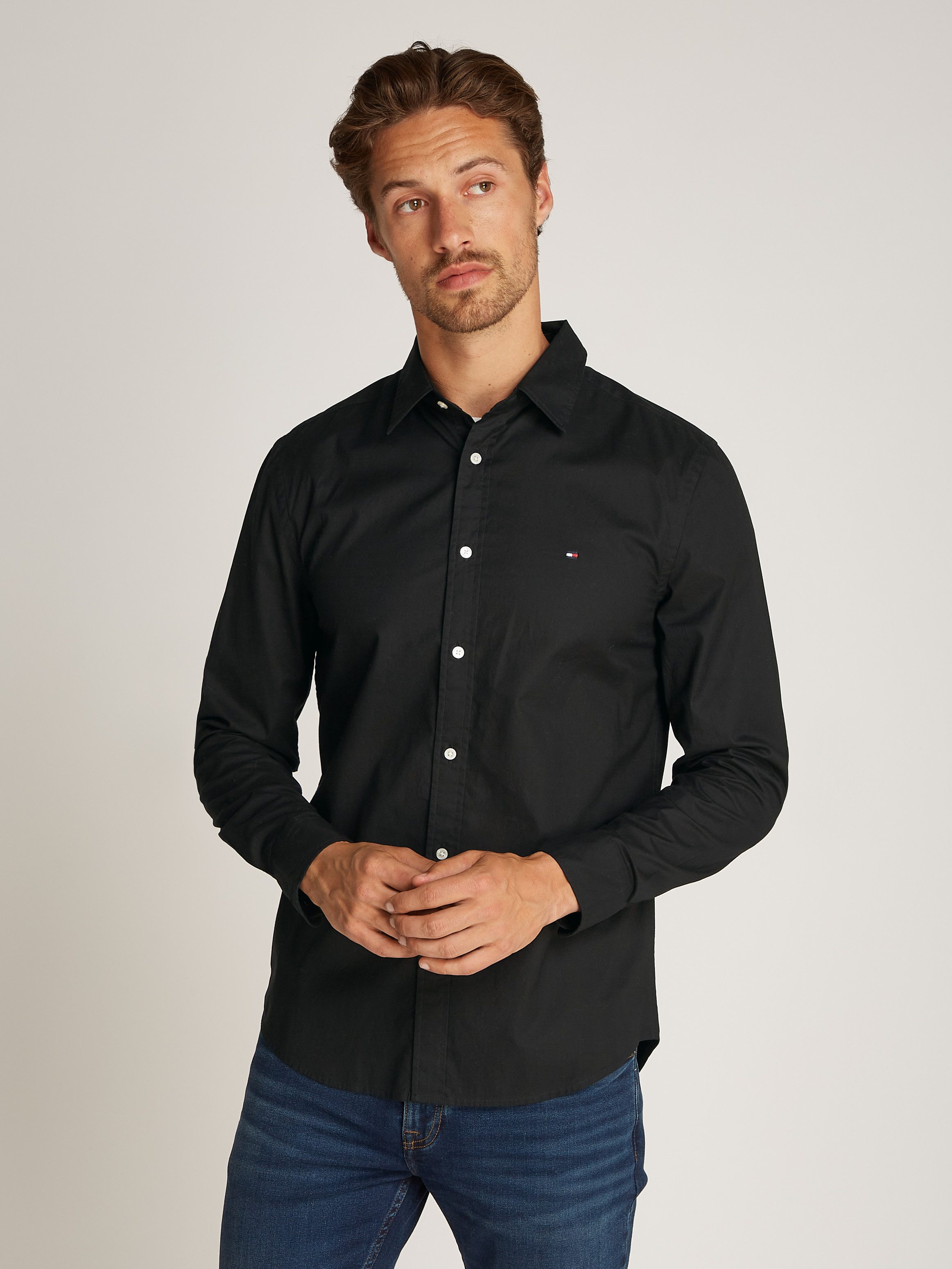 Tommy Hilfiger Businessoverhemd FLEX POPLIN KENT COLLAR SF SHIRT