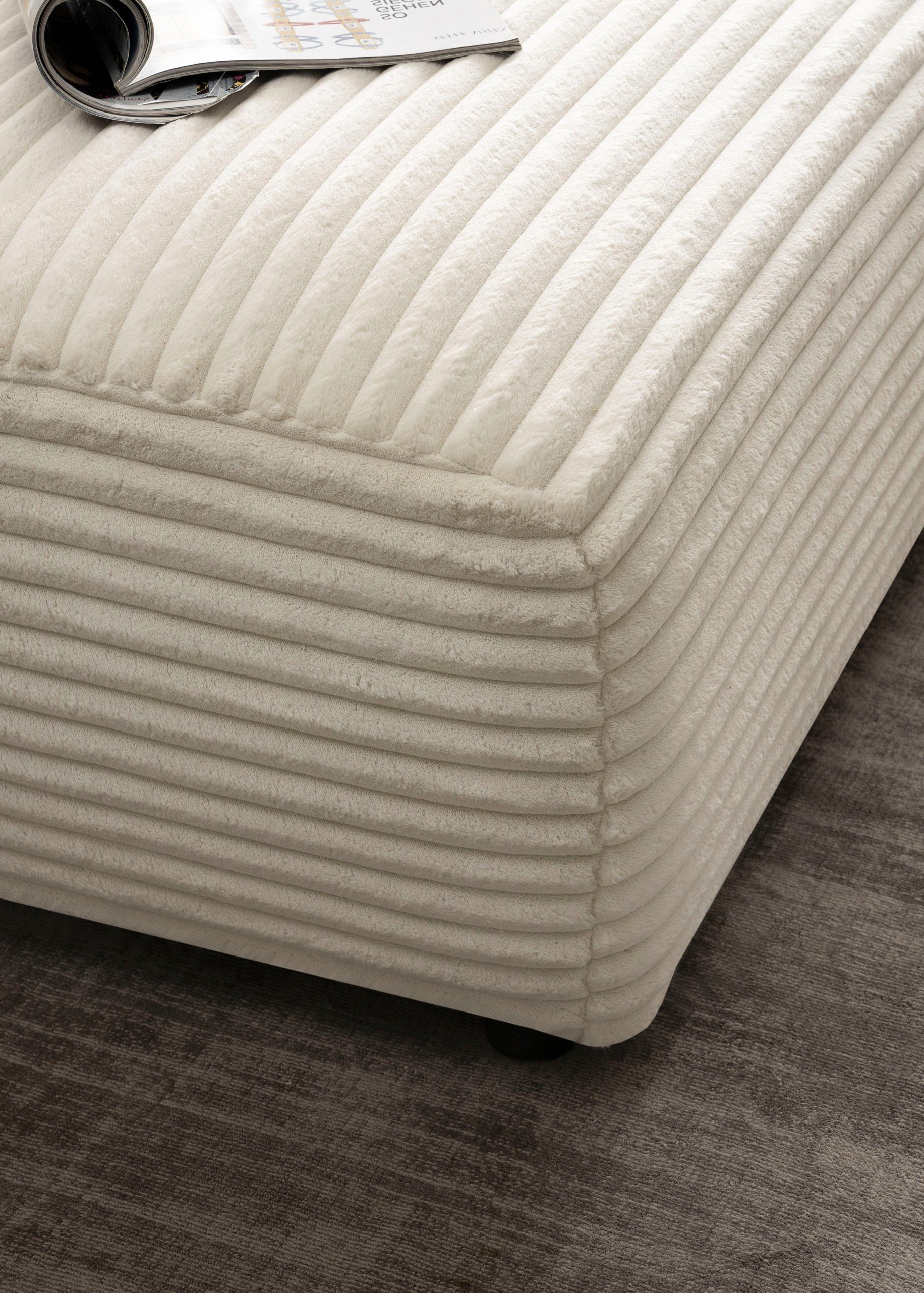 andas Hoekbank BAKELS, L-vorm in cord of bouclé stof, moderne bank naar keuze chaise longue rechts/links, comfortabel zitcomfort