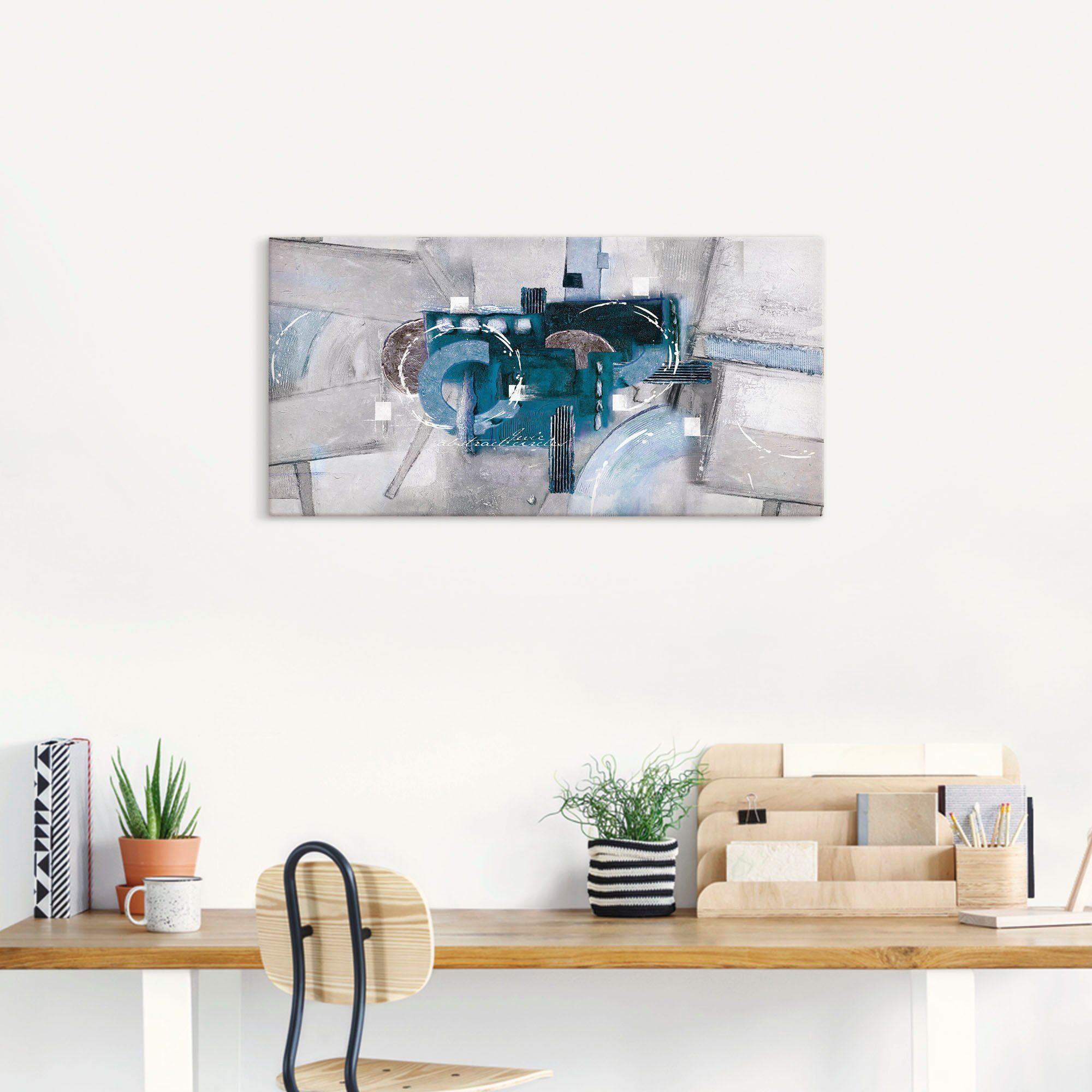 Artland Artprint Abstracte blauwe rondjes als artprint van aluminium, artprint voor buiten, artprint op linnen, poster, muursticker