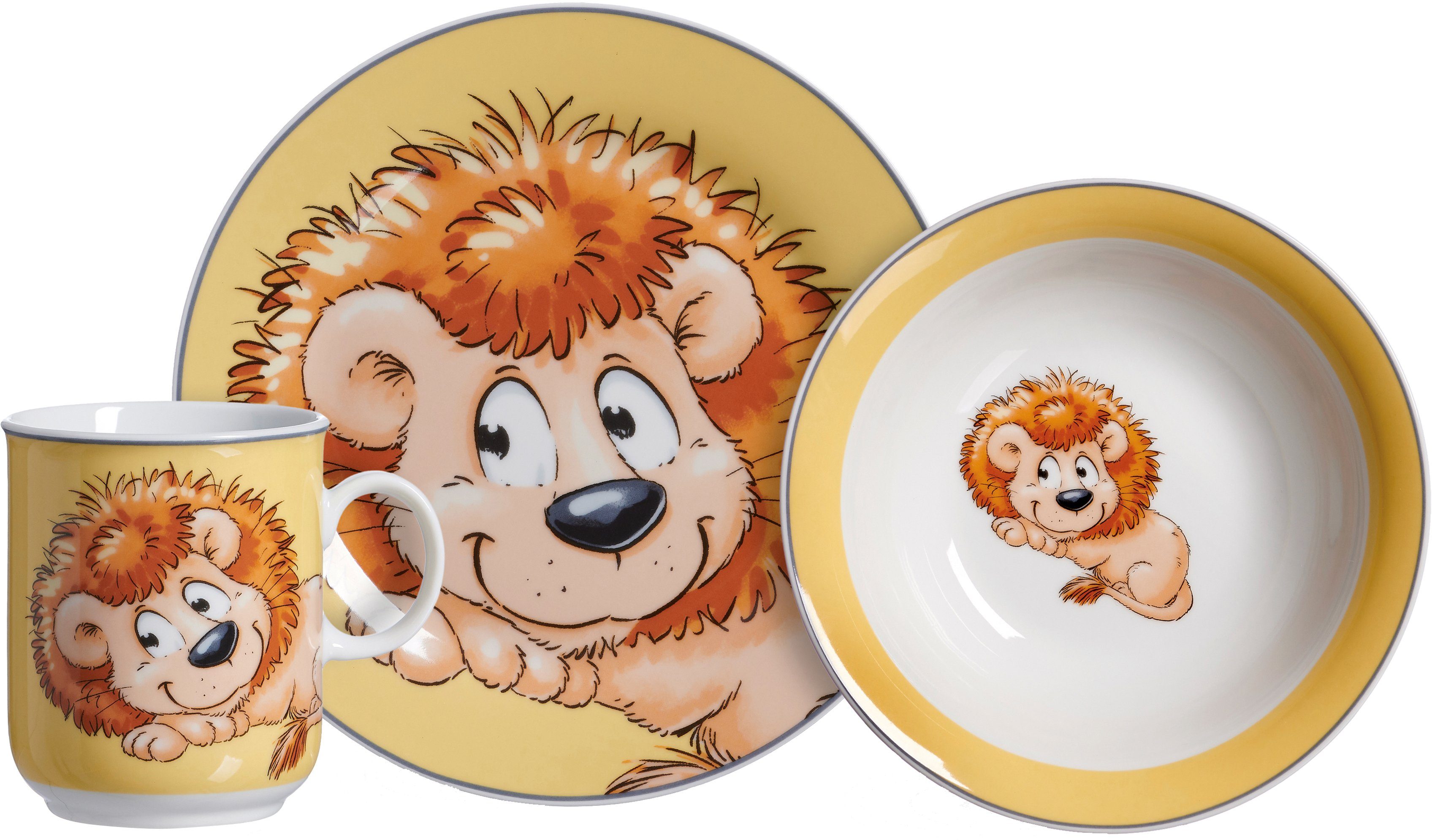 Otto Ritzenhoff & Breker Kinderservies-set Happy Zoo. Leo met leeuwendecor. 3 delen. voor 1 persoon (set. 3-delig) aanbieding