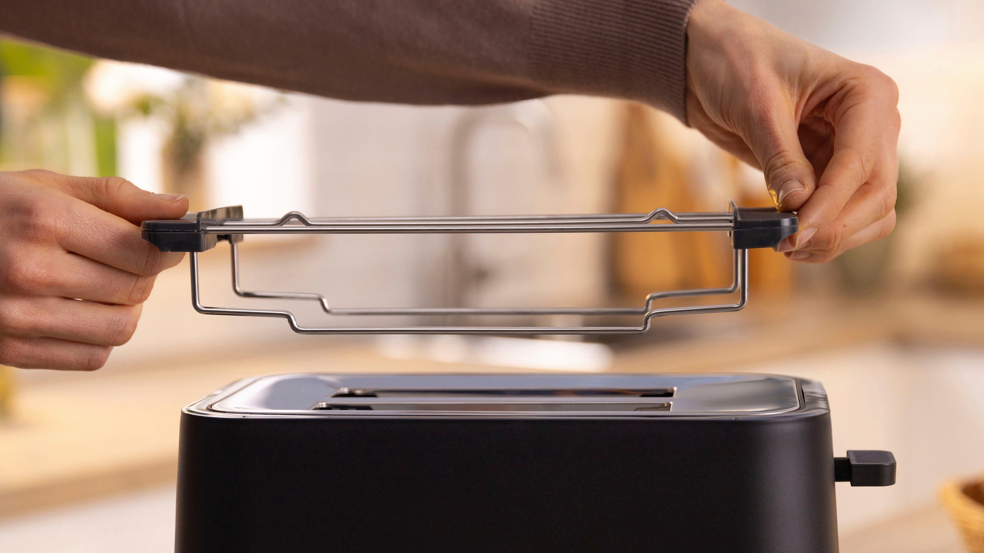 BOSCH Toaster MyMoment TAT3M123 afneembare opzet voor broodjes, ontdooi-functie, brood centreren, auto off