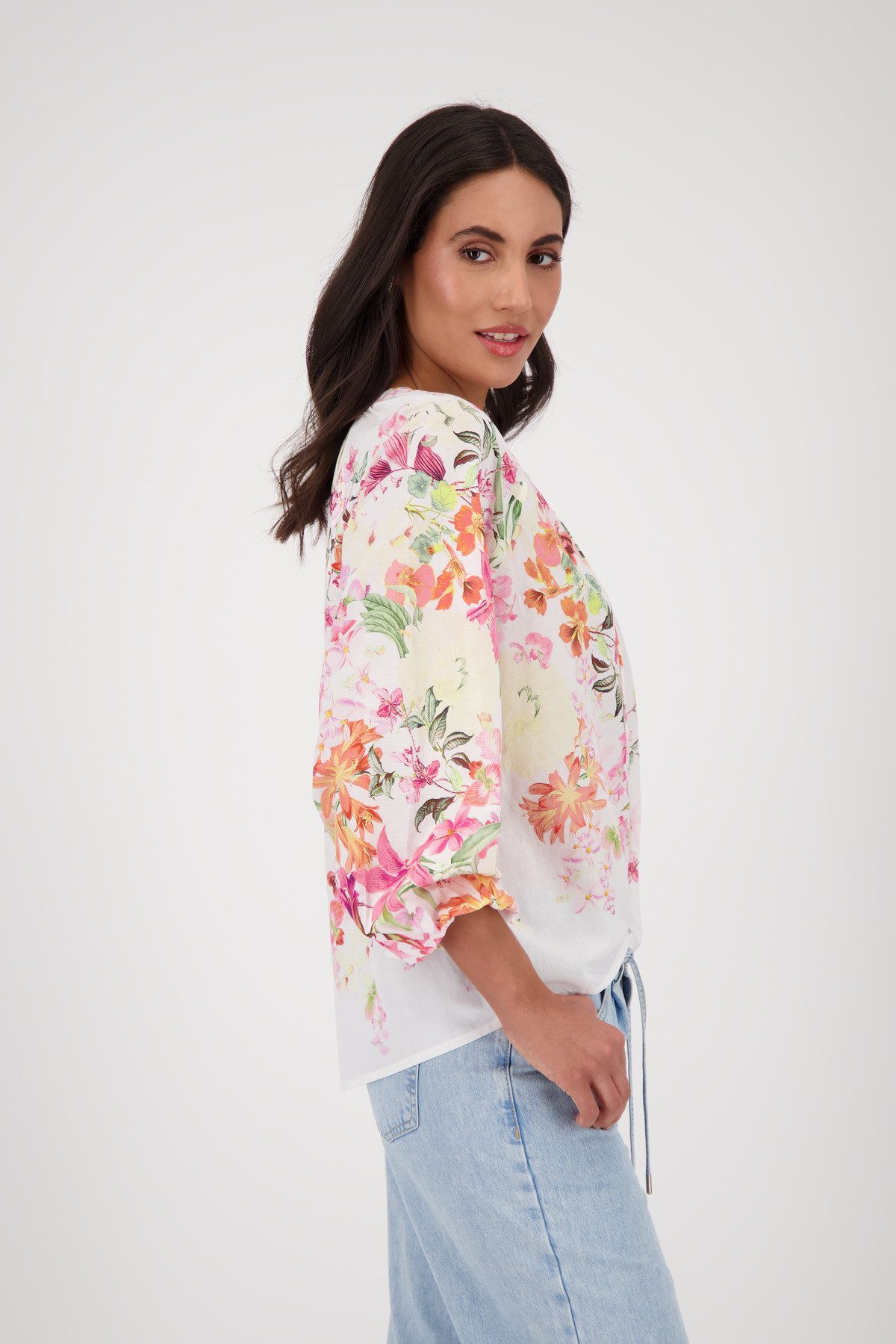 Monari Blouse zonder sluiting met bloemenprint all-over