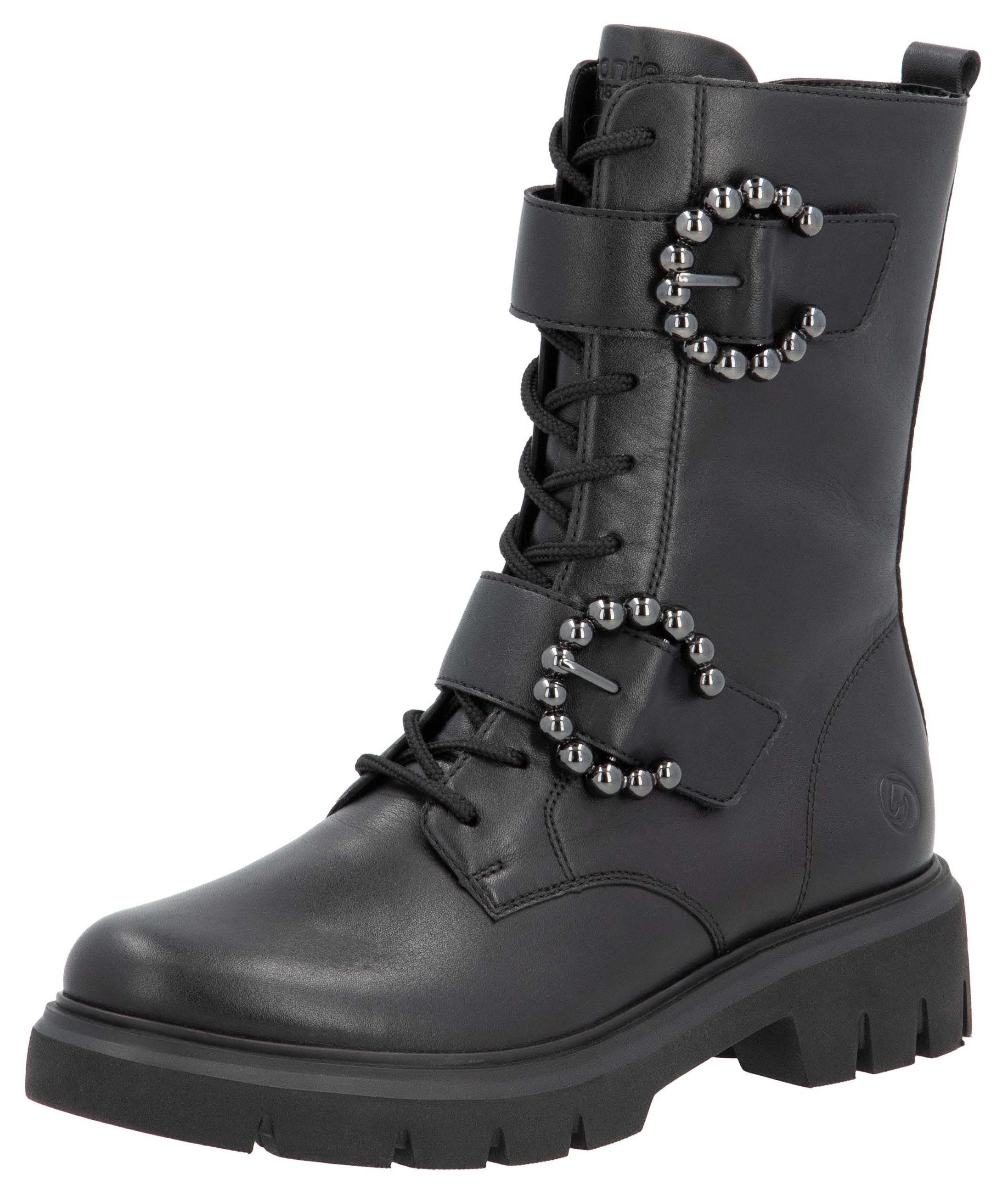 Remonte Veterlaarsjes blokhak, herfstmode, veterschoenen met binnenrits dames veterlaarsjes maat 39 EU zwart