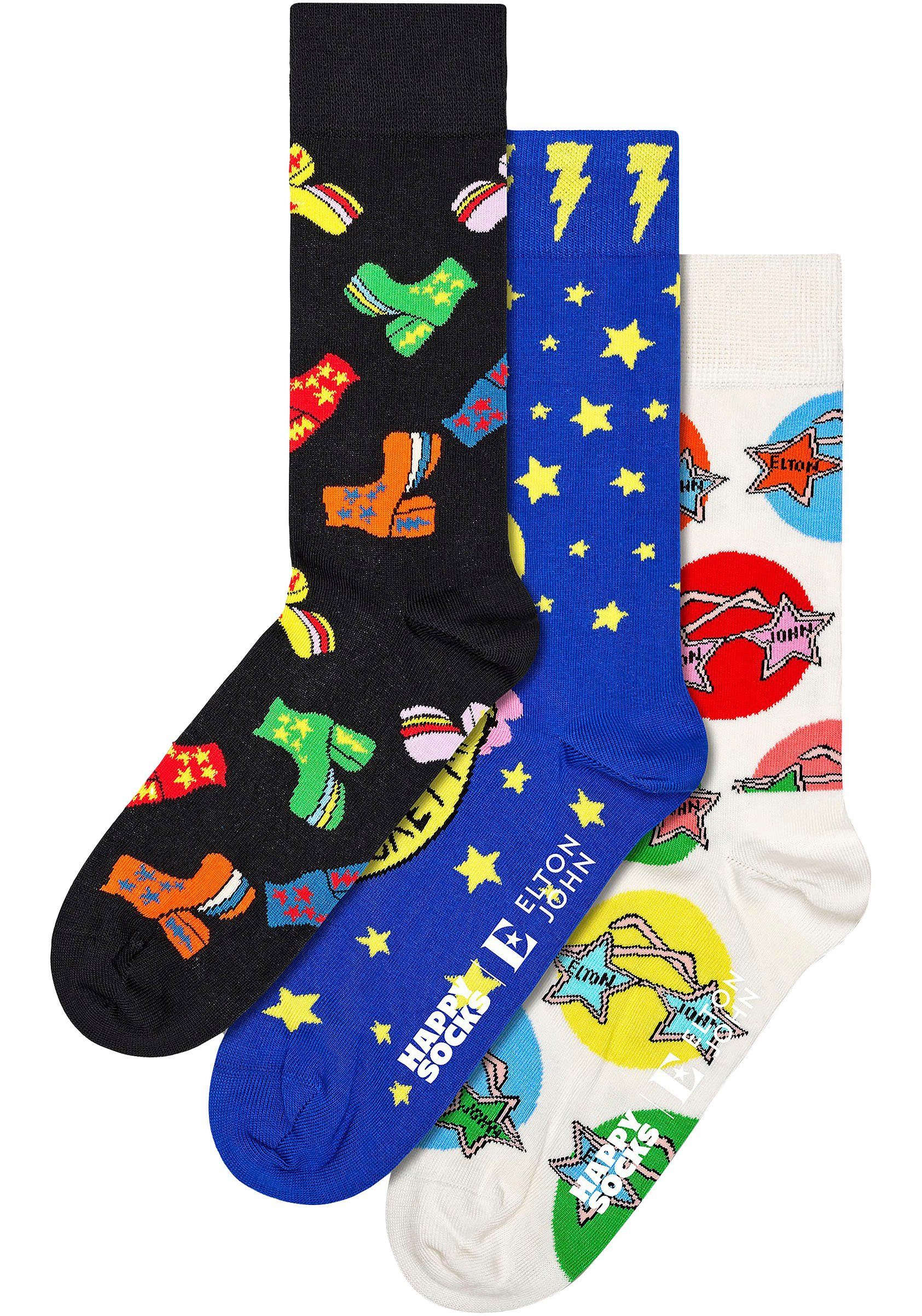 Happy Socks Sokken met motiefprint in een set van 3 paar model 'Elton John'