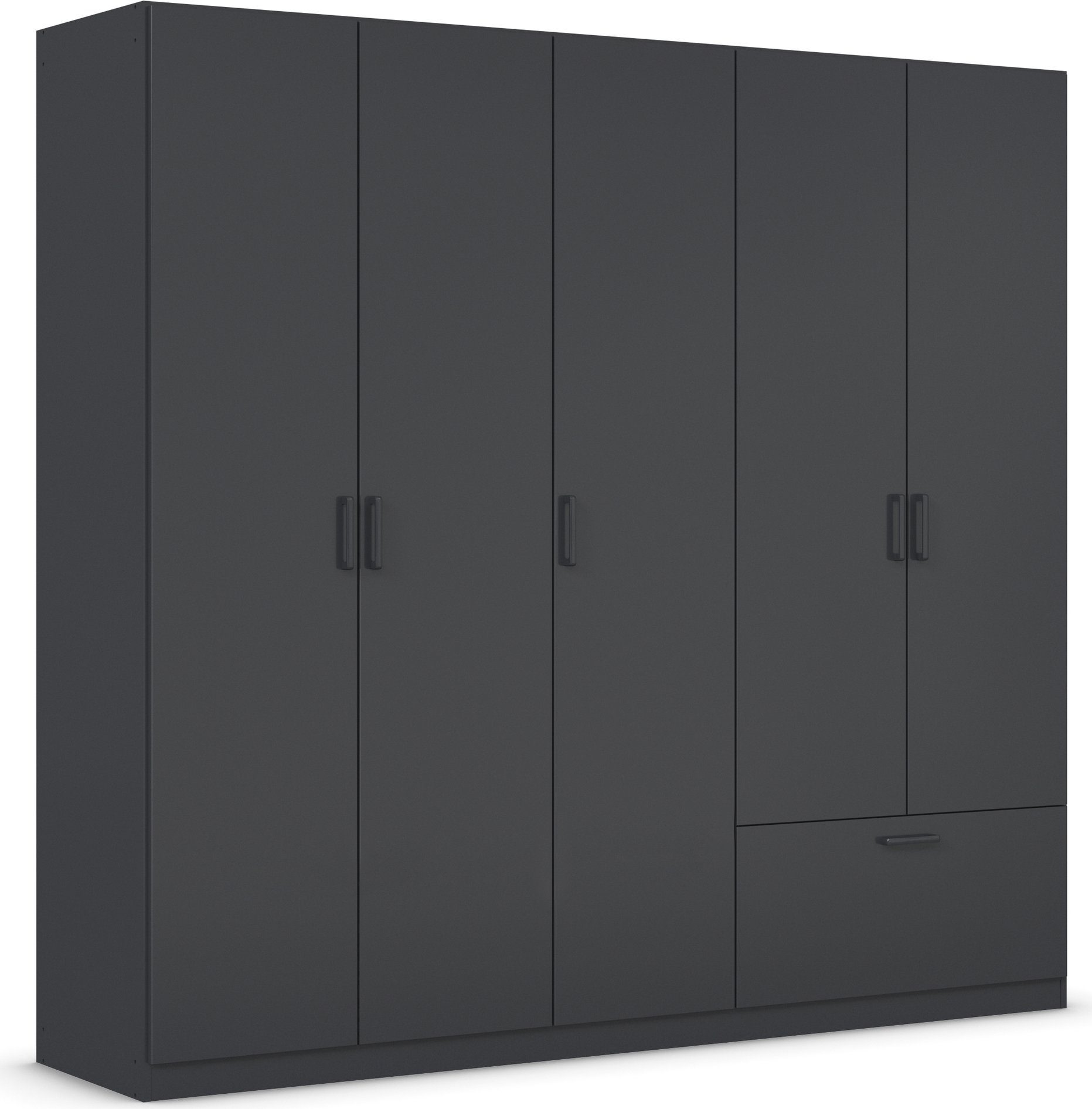 rauch Draaideurkast Kledingkast kast garderobe waskast BARI met lades aan de buitenkant, moderne greep in grijs metallic made in germany