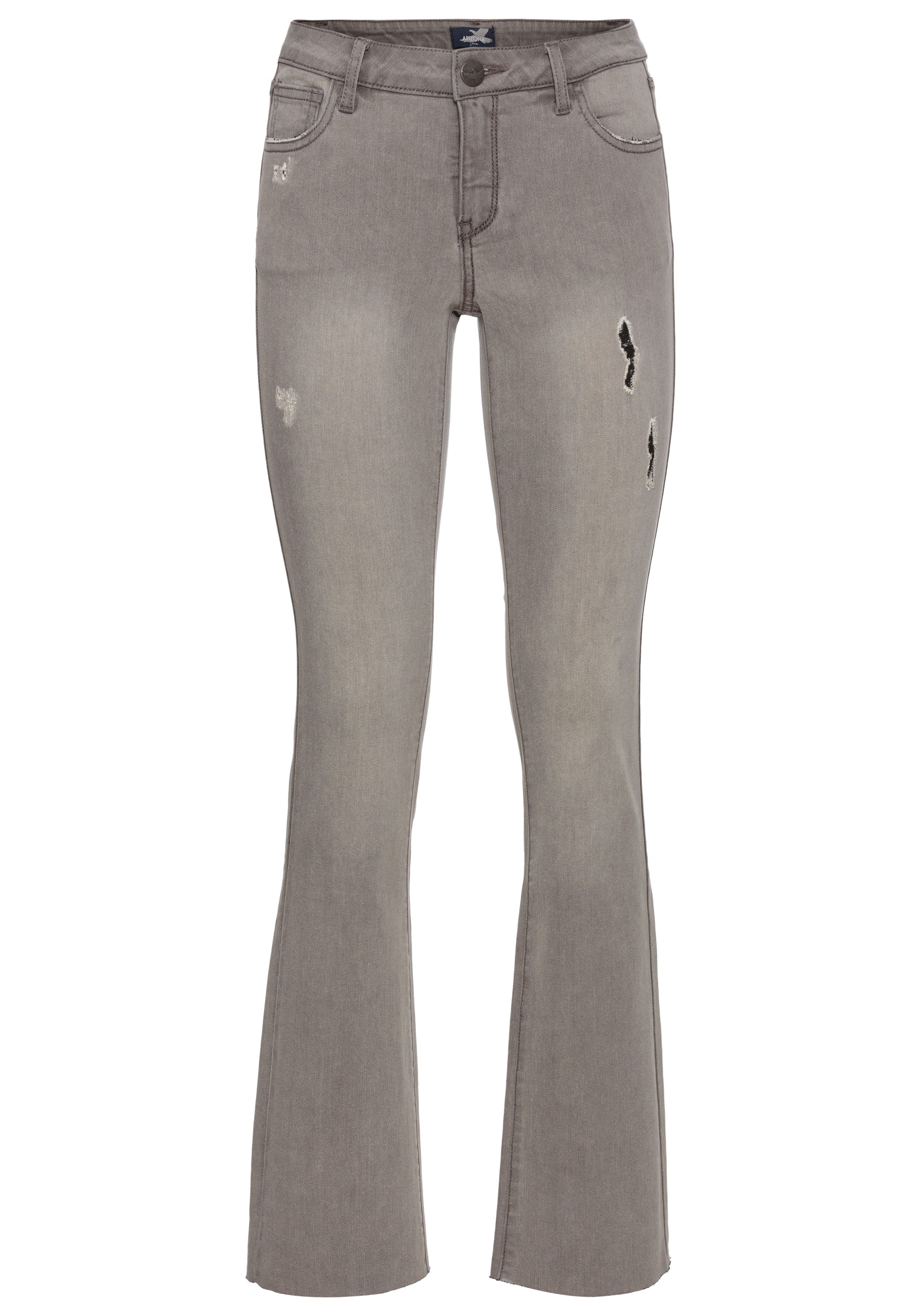 Arizona Bootcut jeans Ultra Stretch uitlopende pasvorm, modieuze used-look, normale taille
