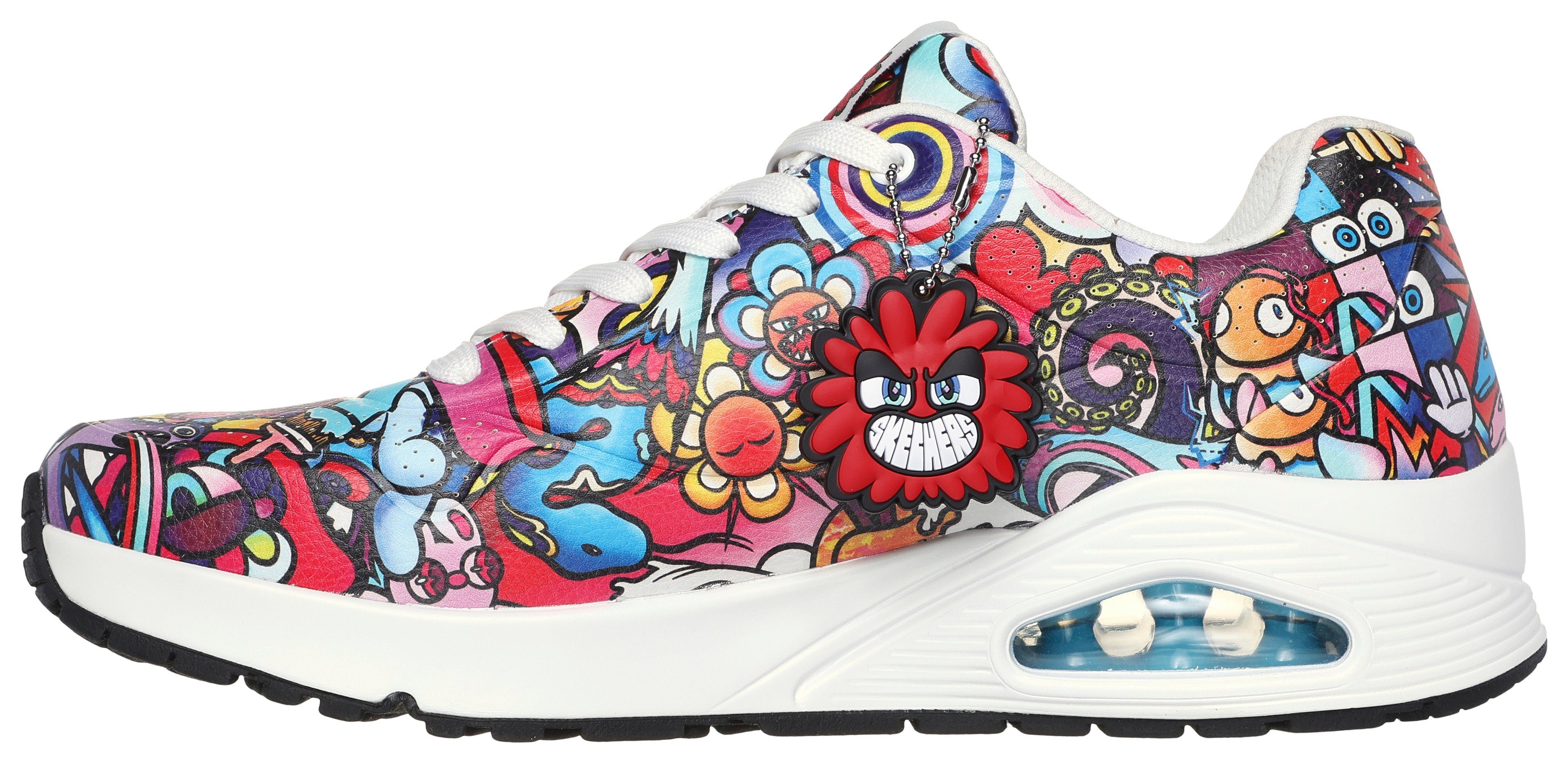 Skechers Sneakers UNO - COLOR DOODLE Wedge sneaker, veterschoen, retro sneaker met unieke print