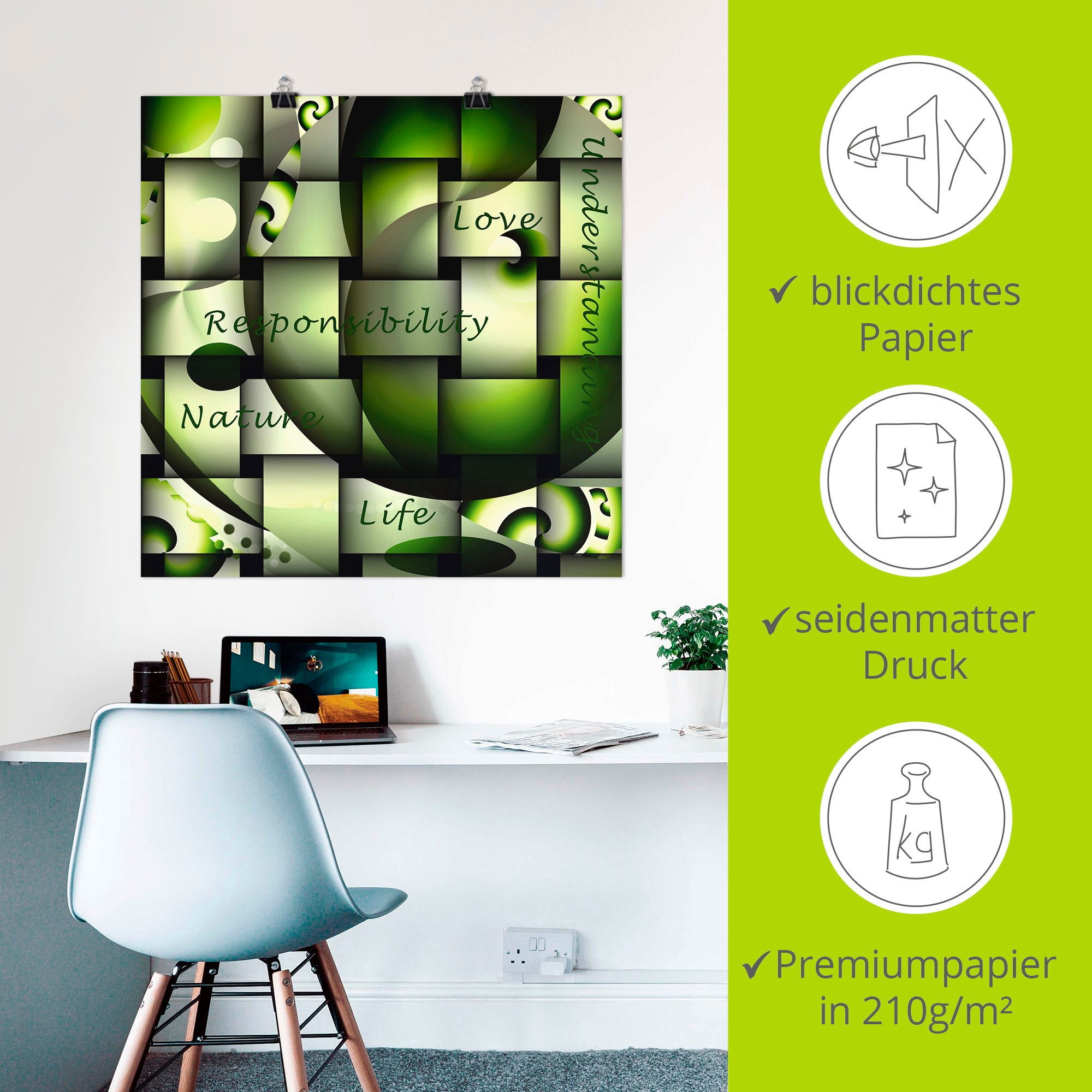Artland Poster Woordprint verantwoordelijkheid als artprint van aluminium, artprint op linnen, muursticker of poster in verschillende maten