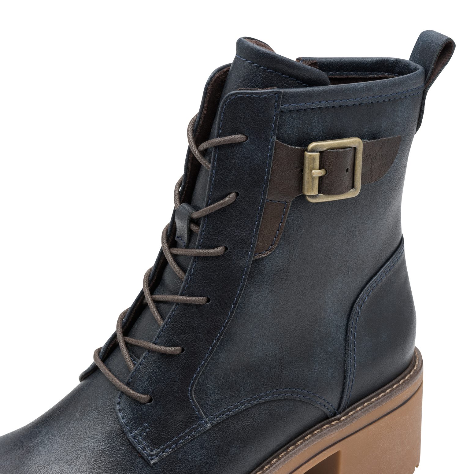 Marco Tozzi Winterlaarzen , blokhak, veterschoenen, enkellaarsjes met contrast-frame naad