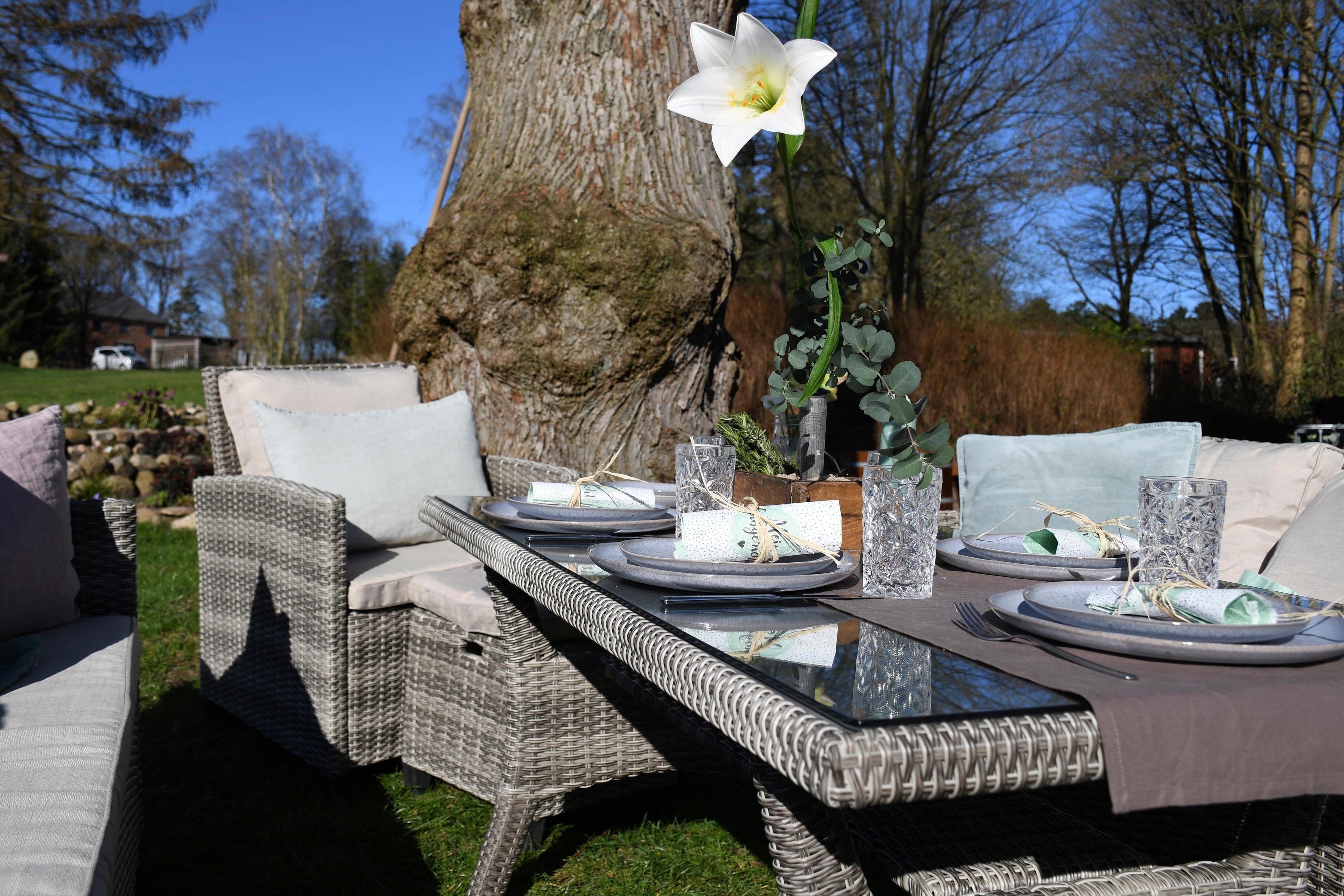 my Flair Tuinset 1 bank, 1 fauteuil, 2 poefs, 1 tafel (5-delig)