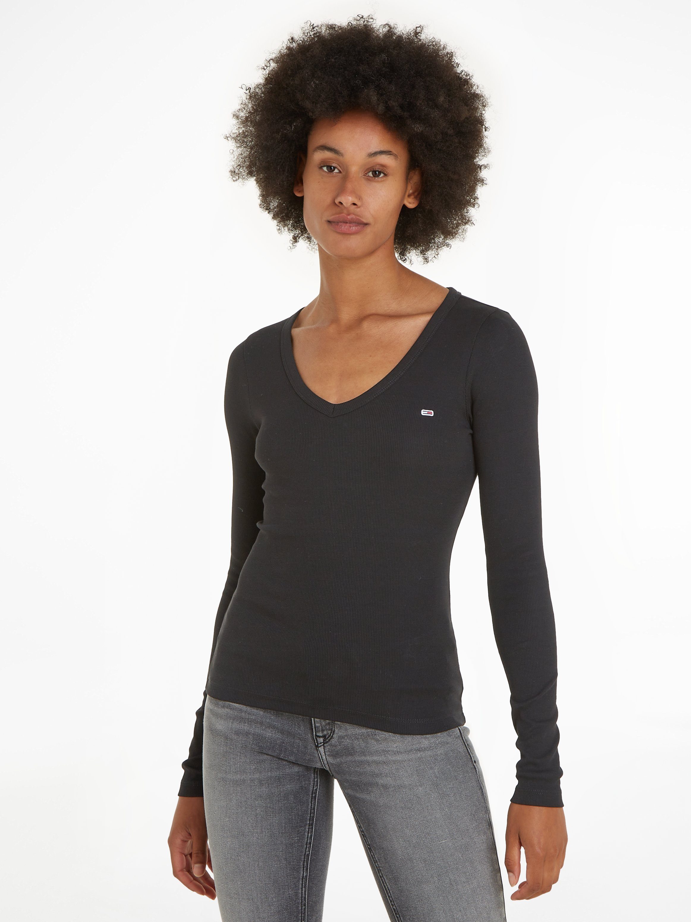 TOMMY JEANS Shirt met lange mouwen TJW SLIM ESSENTIAL RIB V LS