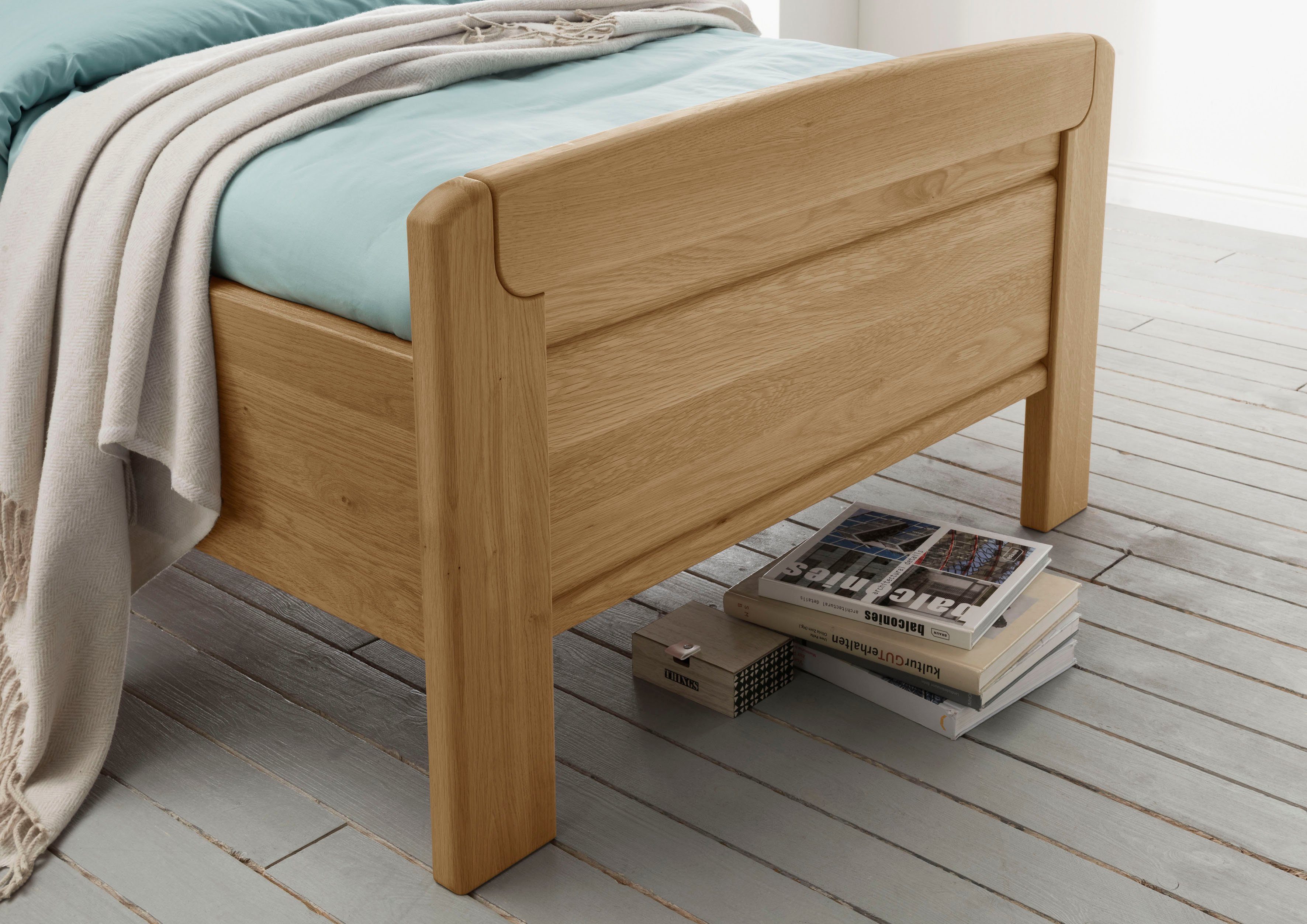 WIEMANN Houten bed Kiruna, mooie landelijke stijl, made in Germany 4-voudige lighoogteverstelling, in vele breedtes beschikbaar