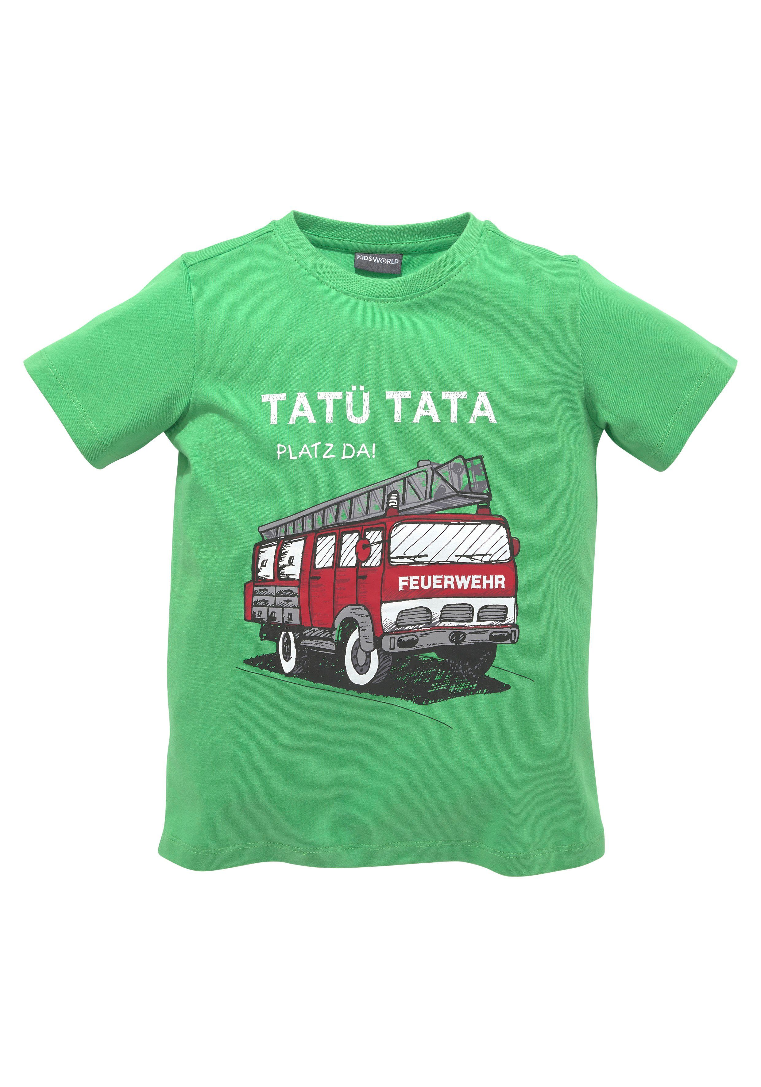 KIDSWORLD T-shirt Brandweer-print: PLAATS DA Korte mouwen, basic gesneden, met coole statements