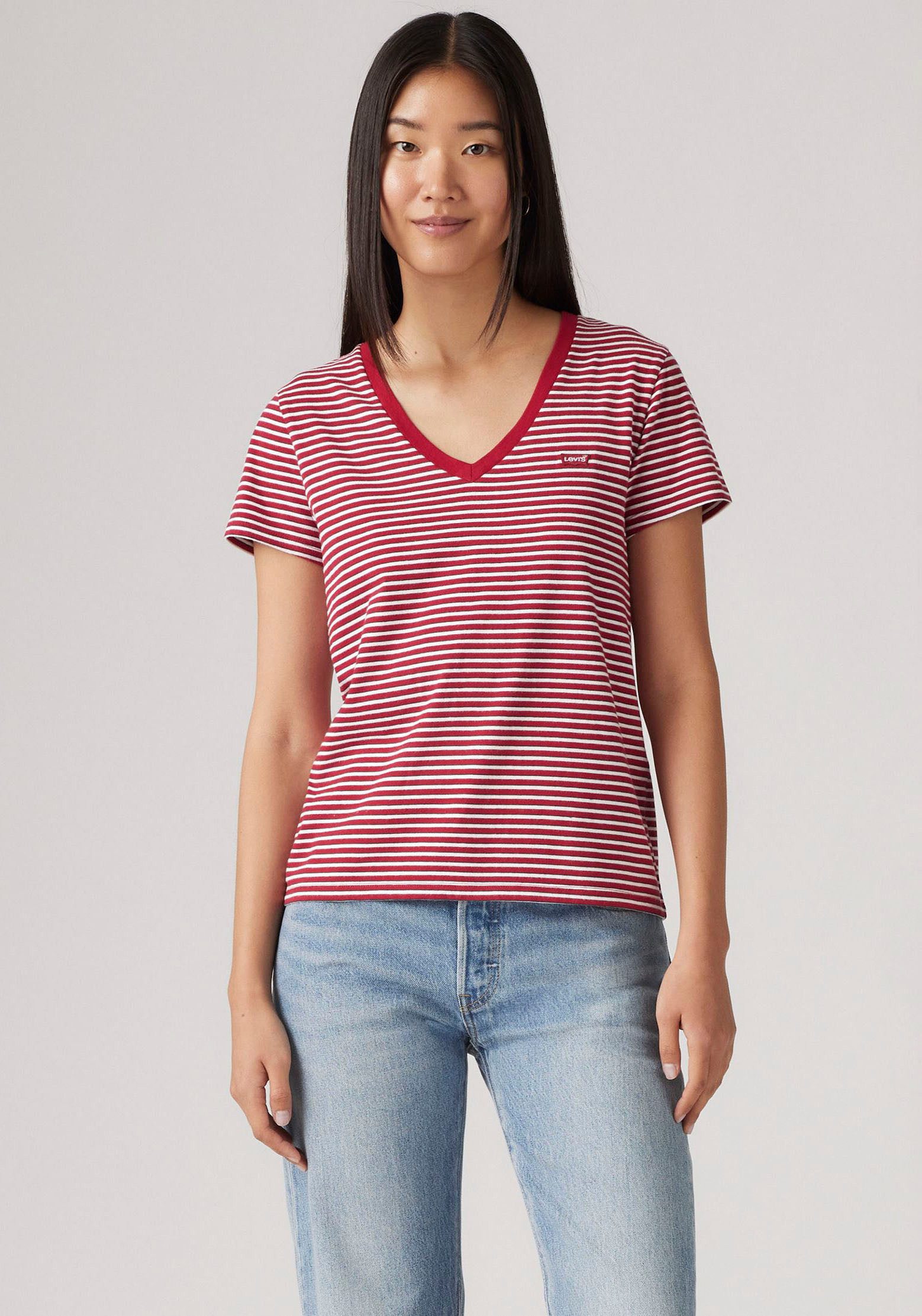 Levi's® Shirt met V-hals PERFECT VNECK met mini-batwing-logoborduursel
