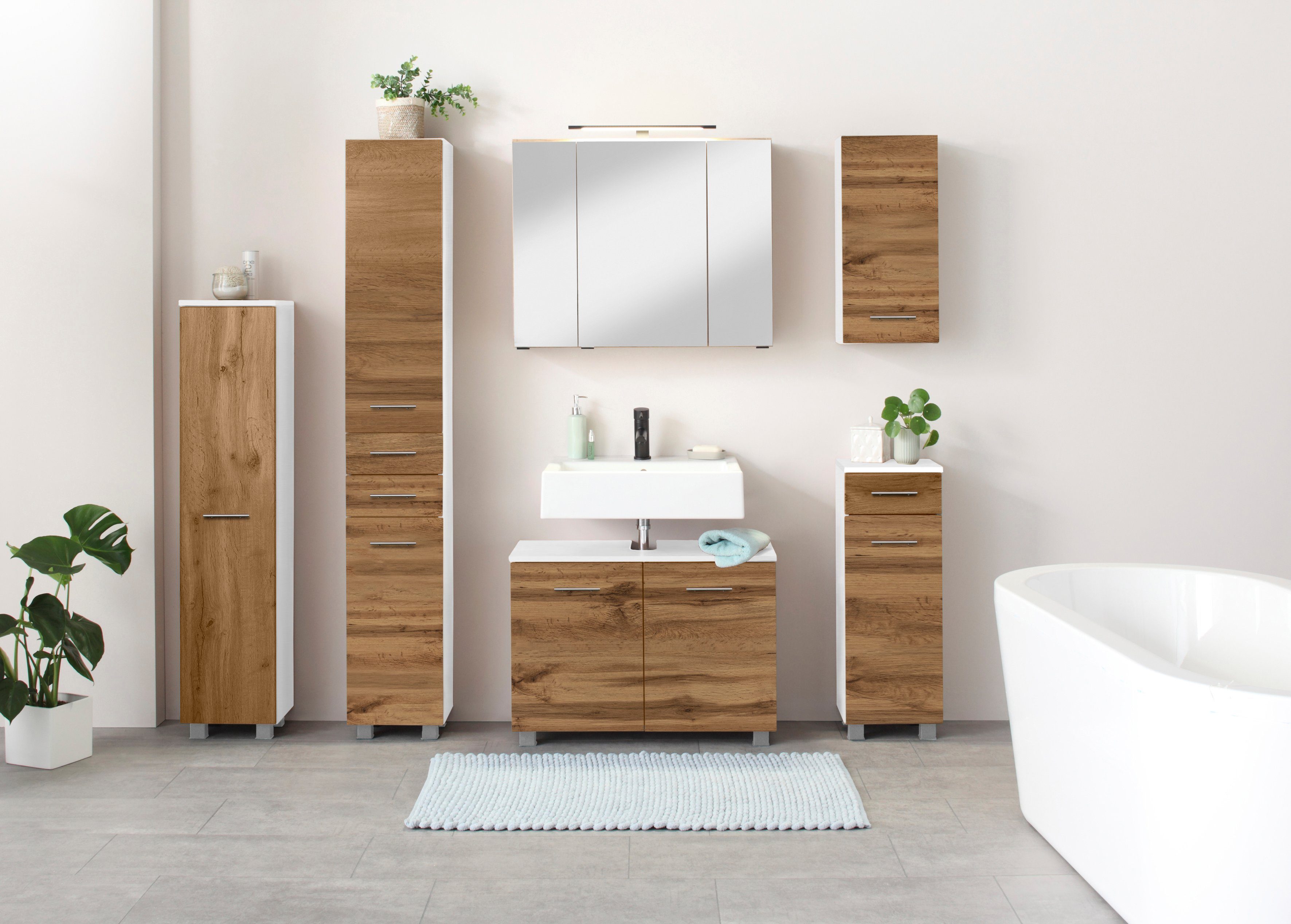 welltime Wastafelonderkast Trento, in verschillende designs en kleuren Badkamermeubel onderkast breedte 80 cm, met veel bergruimte, badkamerkast wastafelonderkast