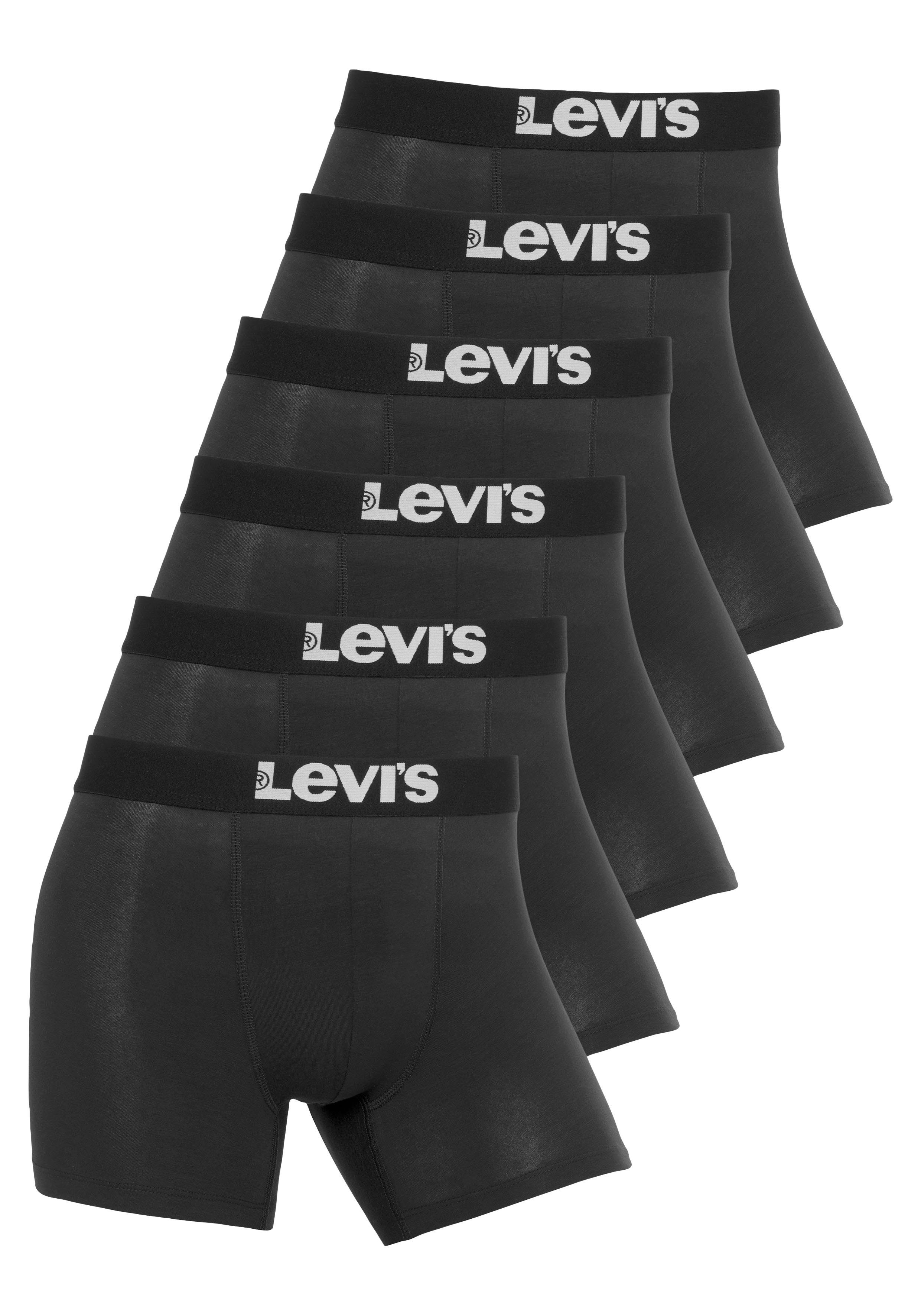 Levi's Boxershort Levi's Men Solid Badic Boxer 6er Pack (Set van 6) heren boxershorts maat S (4) zwart