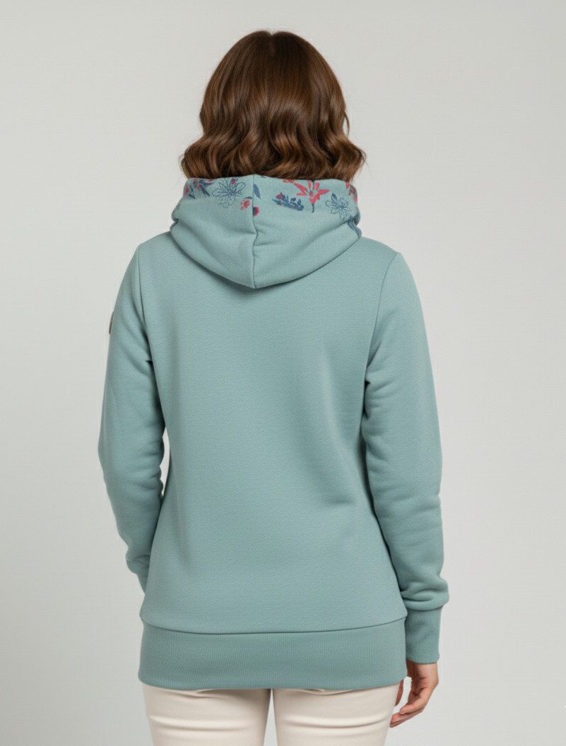 Ragwear Sweatshirt ANGELLIKA FLOWERS O met asymmetrische sjaalkraag