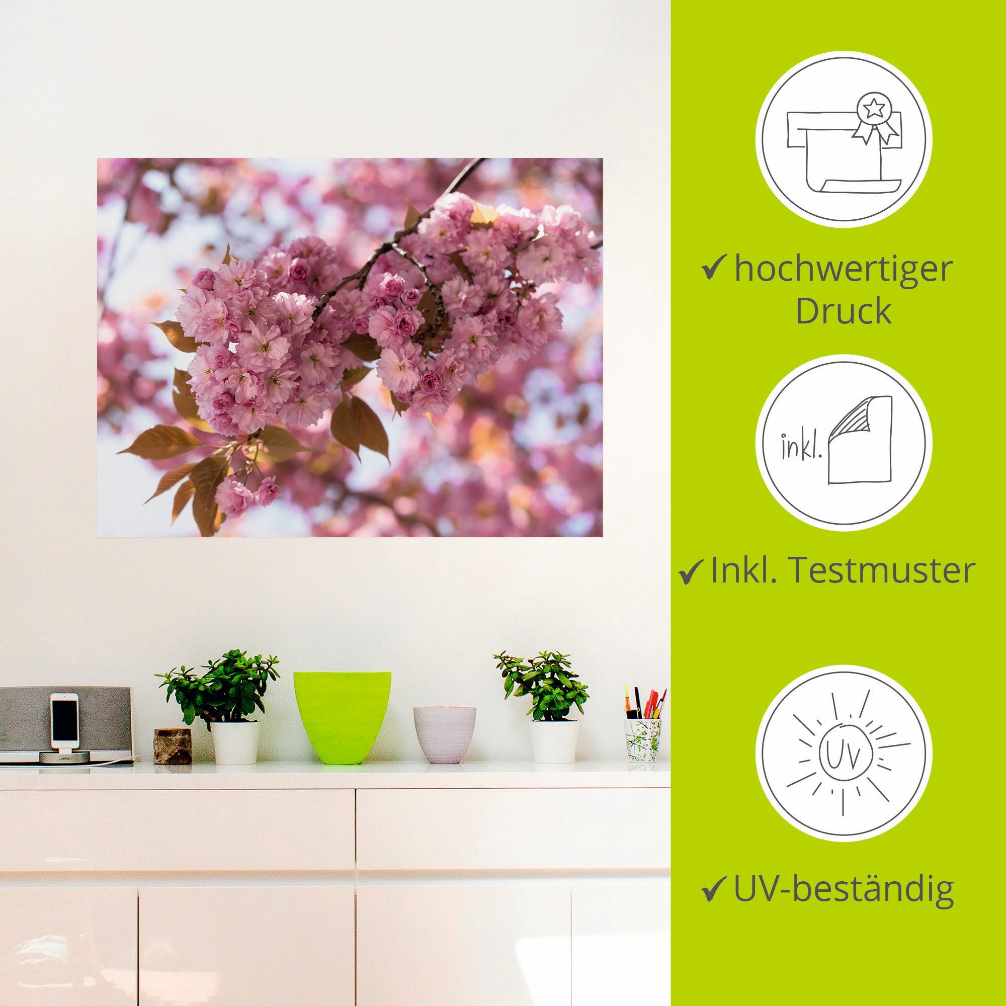 Artland Artprint Japanse kersenbloesem in Love I als artprint op linnen, poster, muursticker in verschillende maten