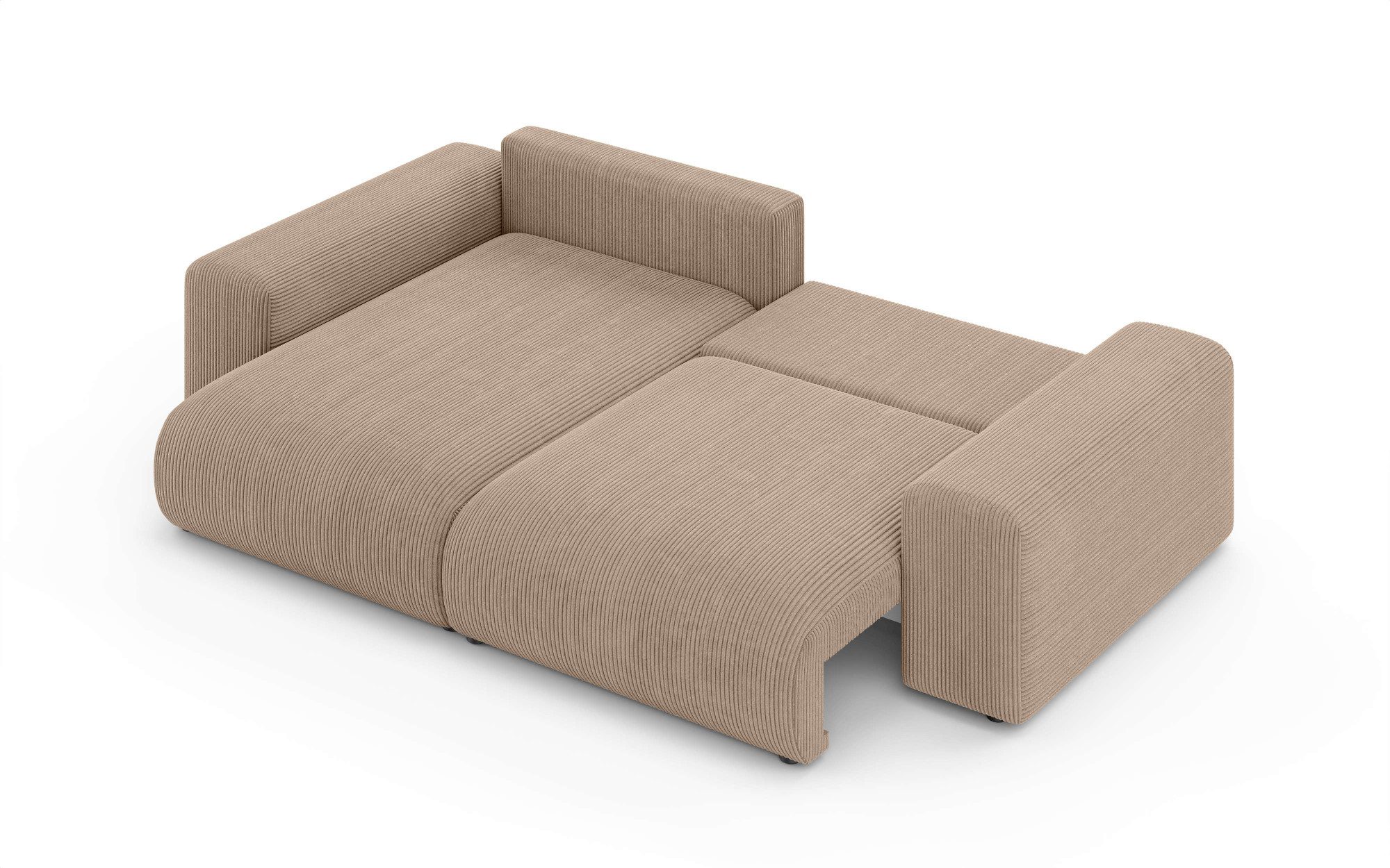 Home affaire Hoekbank LAKESIDE met bedfunctie en bedlade, B/D/H 257/166/84 cm L-vorm, recamiere aan beide zijden monteerbaar, golfondersteuning