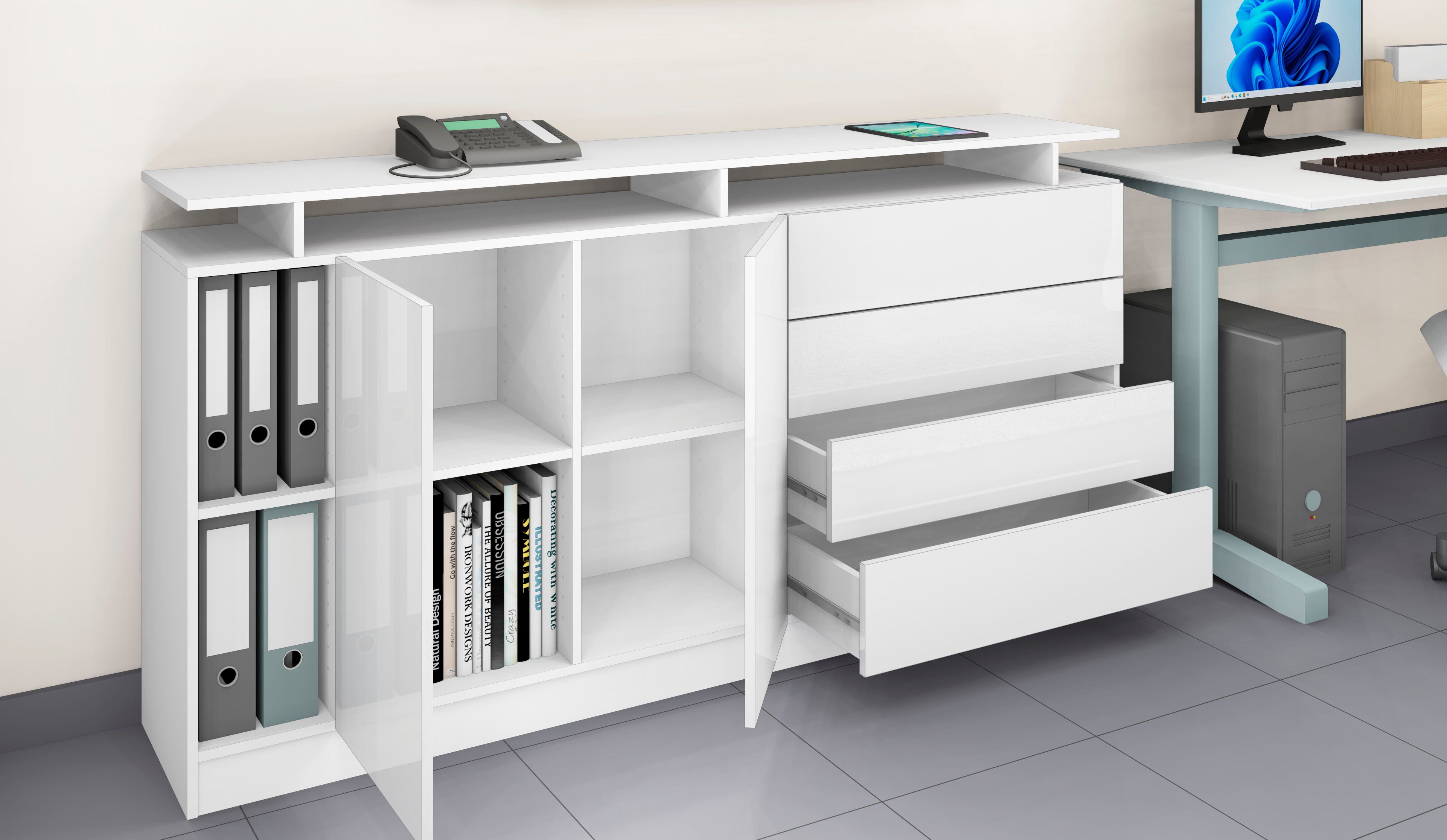 borchardt Möbel Dressoir Vaasa moderne greeploze look, met push-to-openfunctie