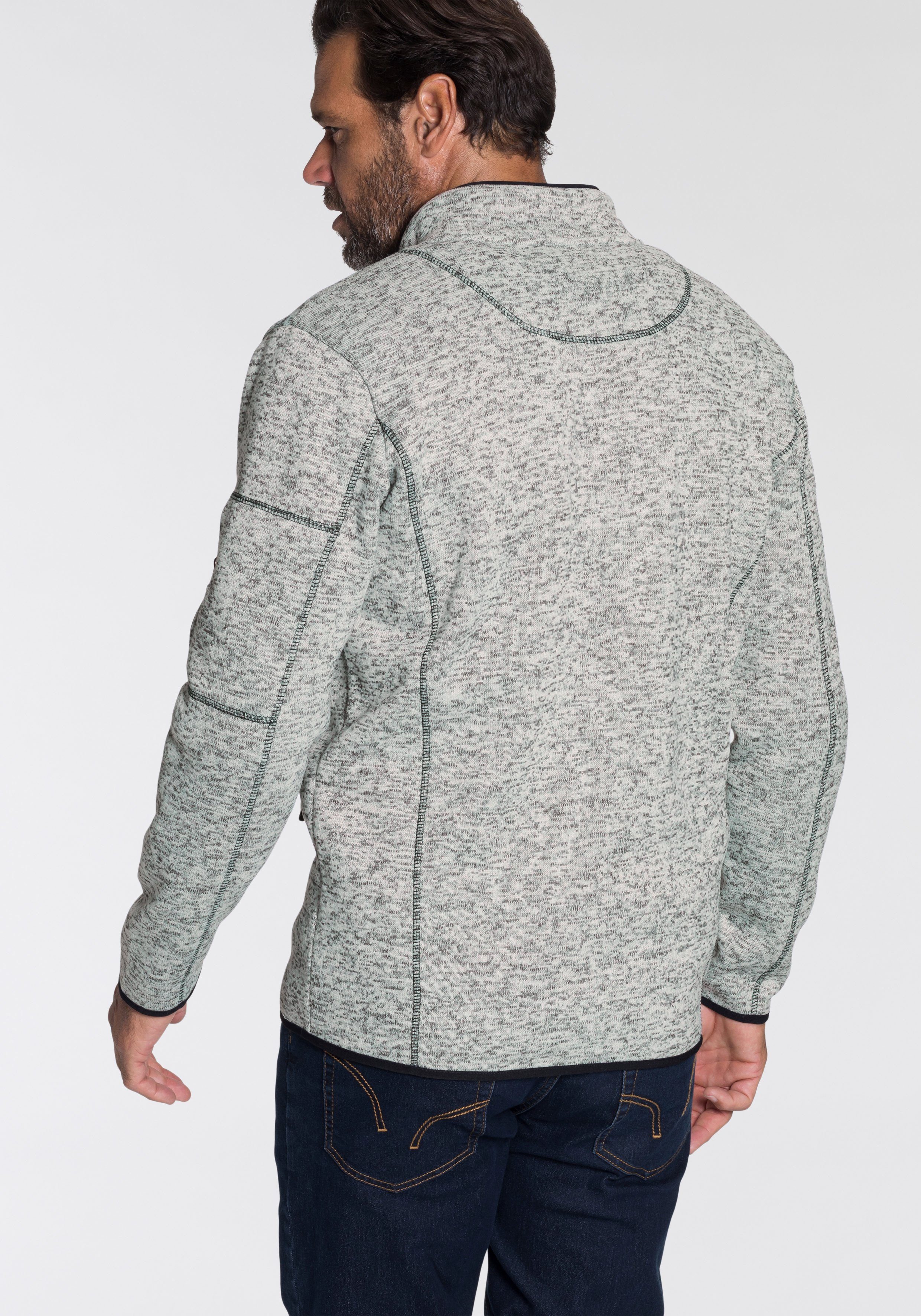 Man's World Gebreid fleecejack voor de herfst, met ritszakken, met staande kraag