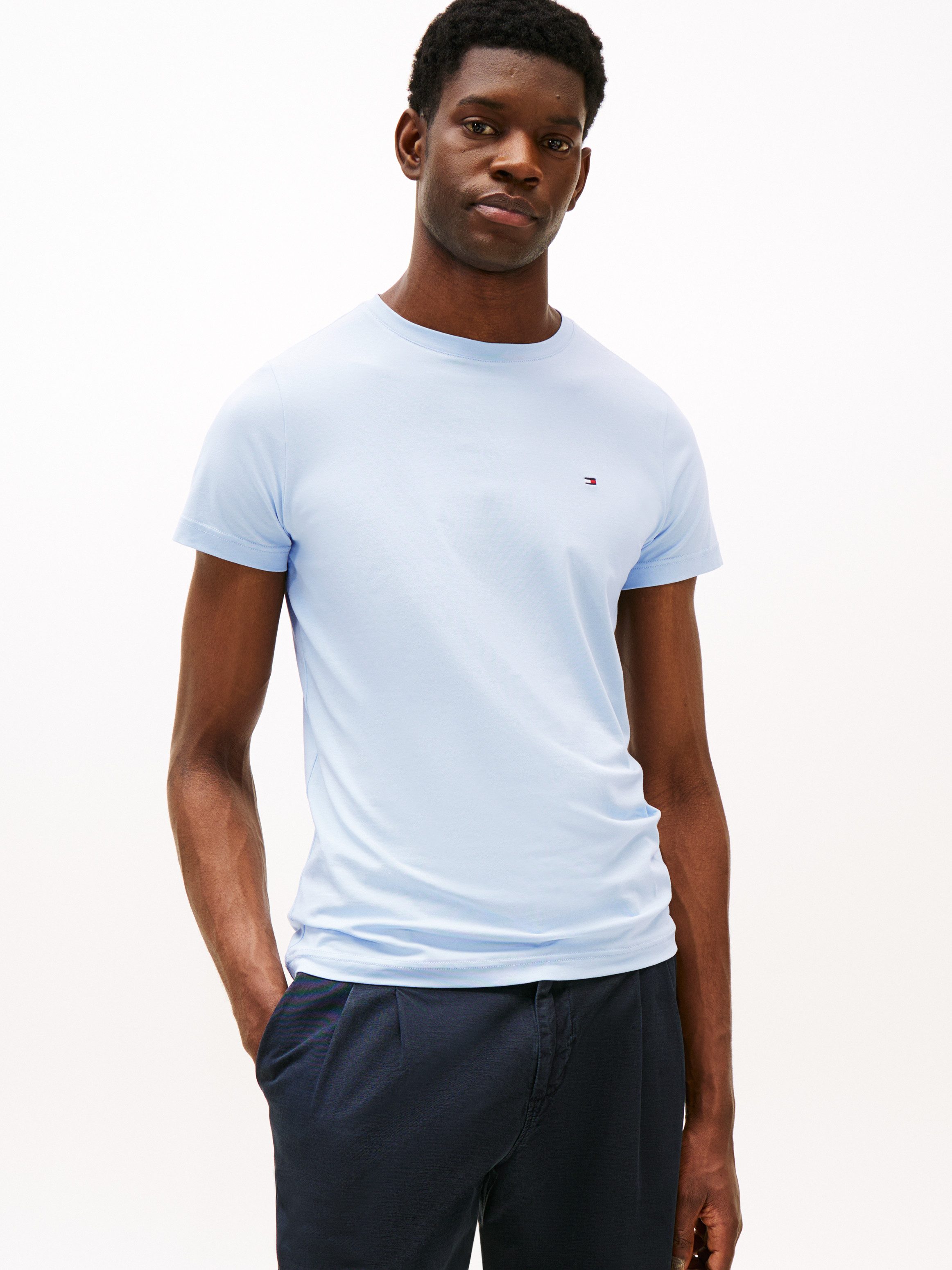 Tommy Hilfiger T-shirt STRETCH SLIM FIT TEE heren t-shirts maat XXL blauw
