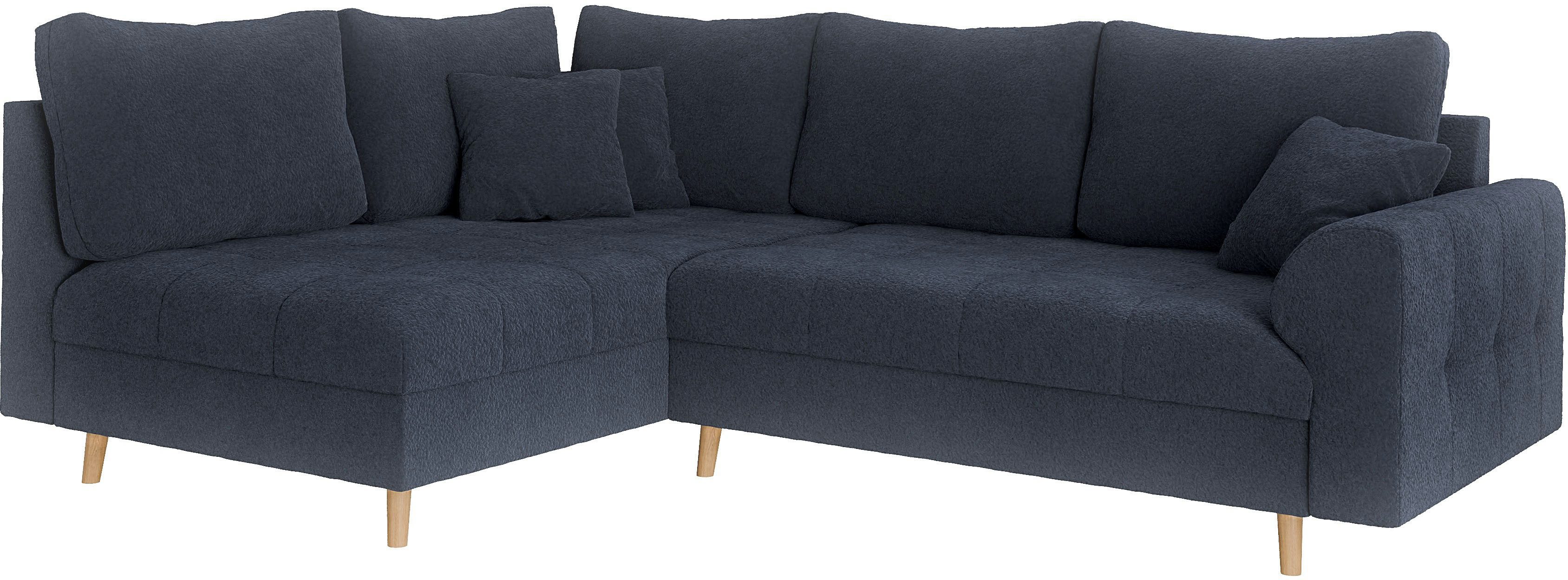 Home affaire Hoekbank CHARRE L-vorm met ottomane, afmetingen B/D/H: 231/161/81 cm fijne stiksels, losse rug- en sierkussens, ook in cord en bouclé