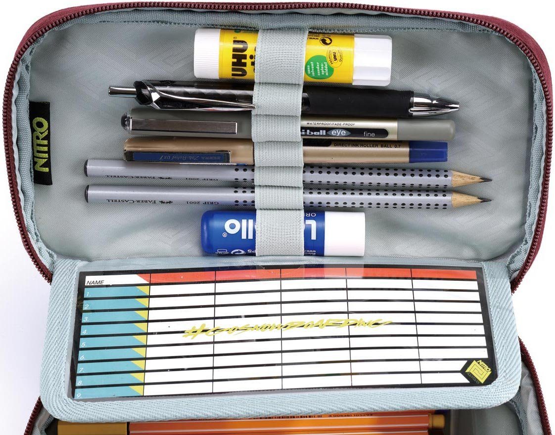 NITRO Etui Pencil Case XL, Wine Pennenetui, slordig etui, luie doos, pennen etui