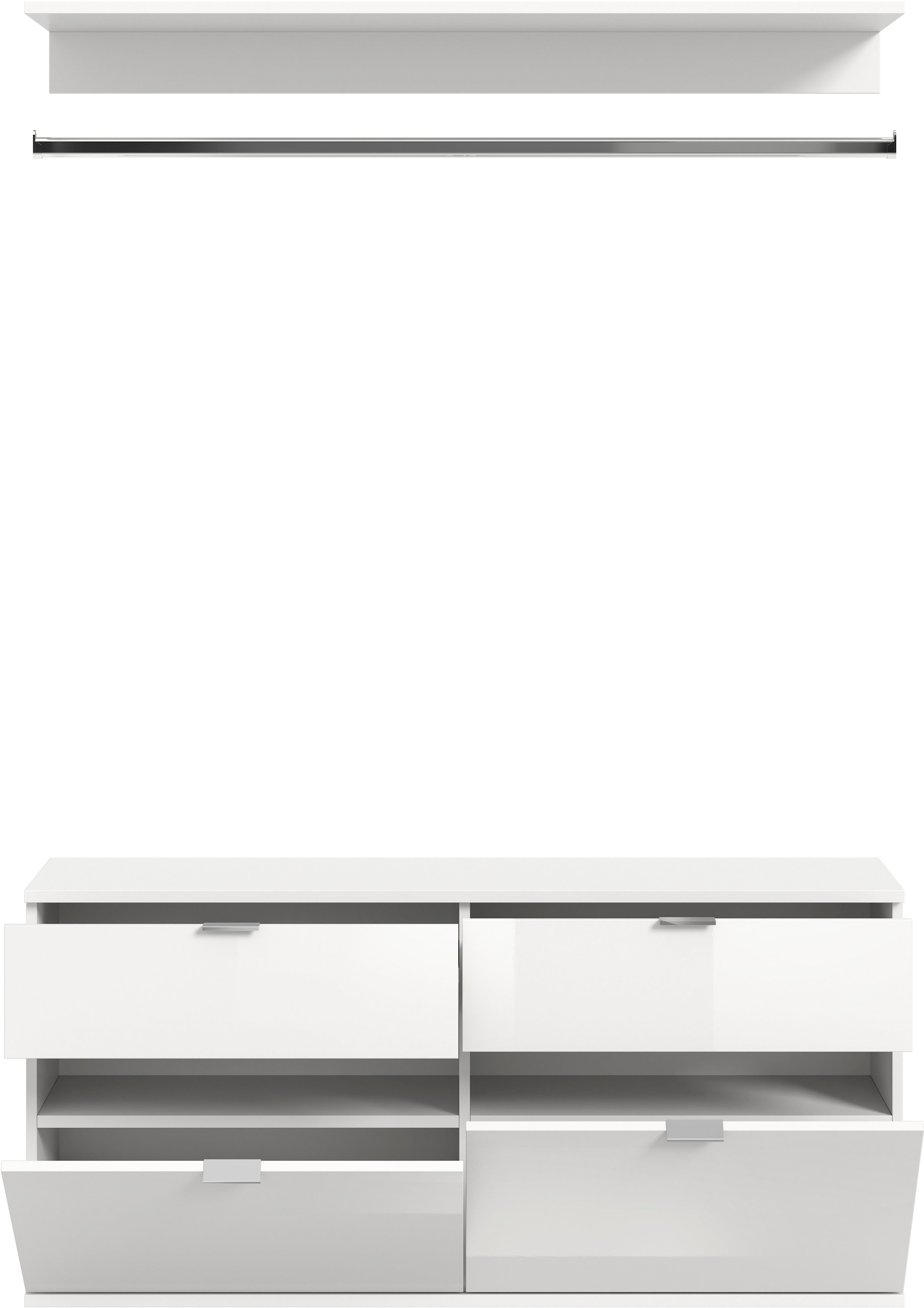 INOSIGN Halmeubelset Trondheim, Breedte 121 cm, bestaande uit Commode, Kledingstang & Plank (3-delig)