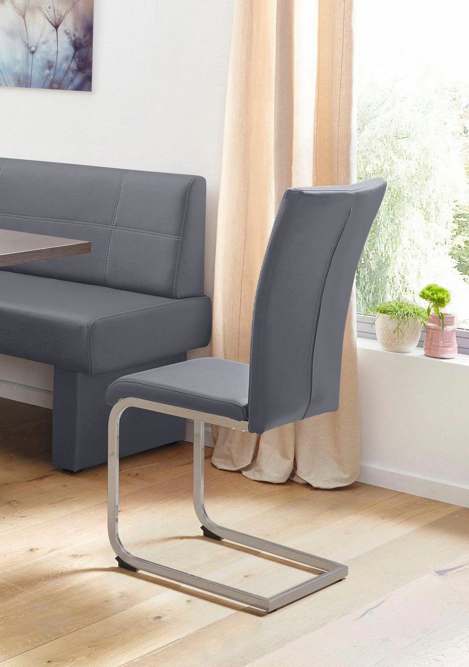 Home affaire Vrijdragende stoel Nils Stoel belastbaar tot 120 kg, frame metaal in chroom-look of zwart (set, 2 stuks)