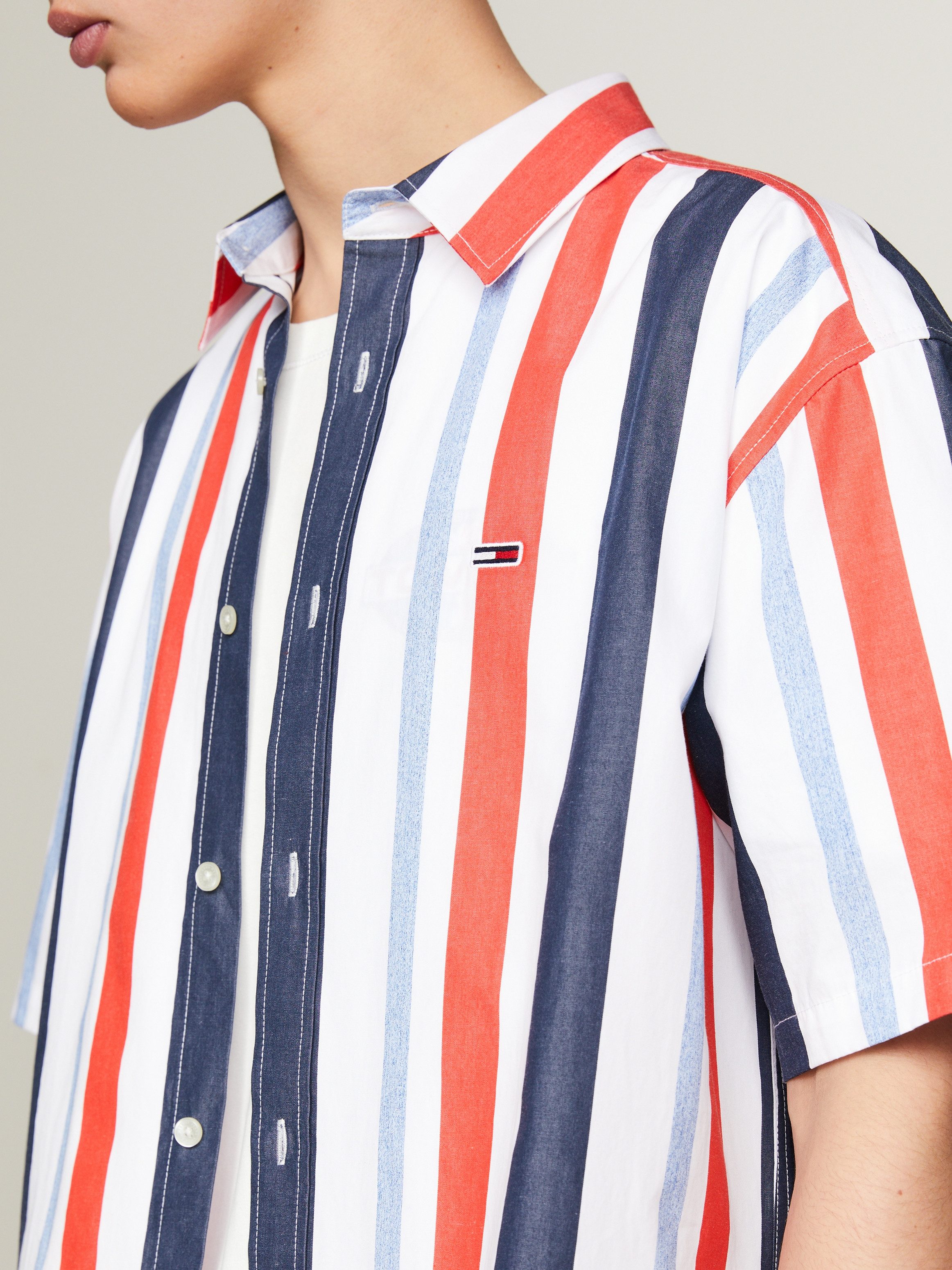 TOMMY JEANS Overhemd met korte mouwen TJM RLX STRIPES SHIRT met veelkleurige strepen