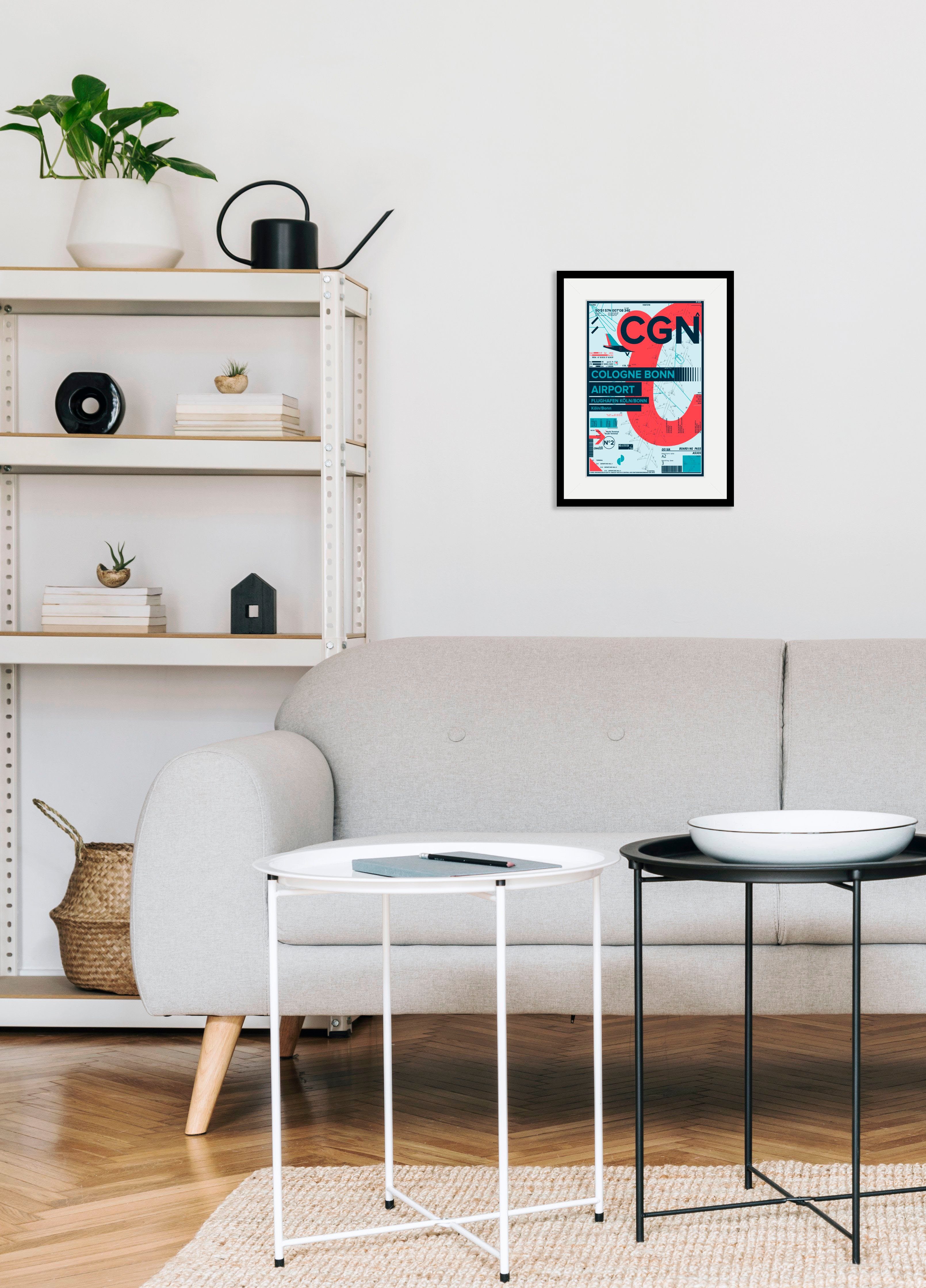 queence Wanddecoratie CGN AIRPORT HD premium posterdruk incl. houten lijst (1 stuk)