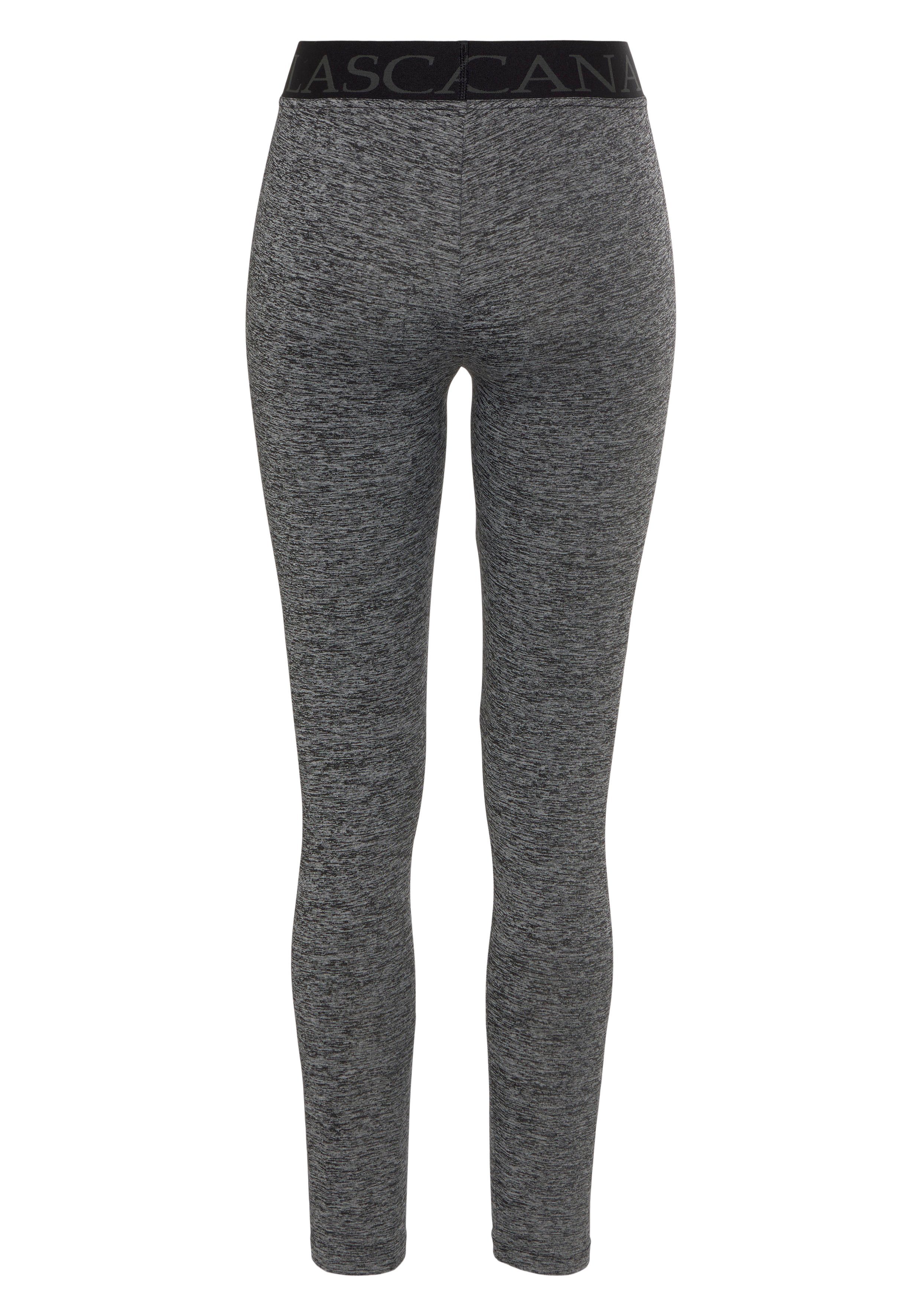 active by Lascana Legging gemeleerd, met elastische tailleband en daarin geweven tekst
