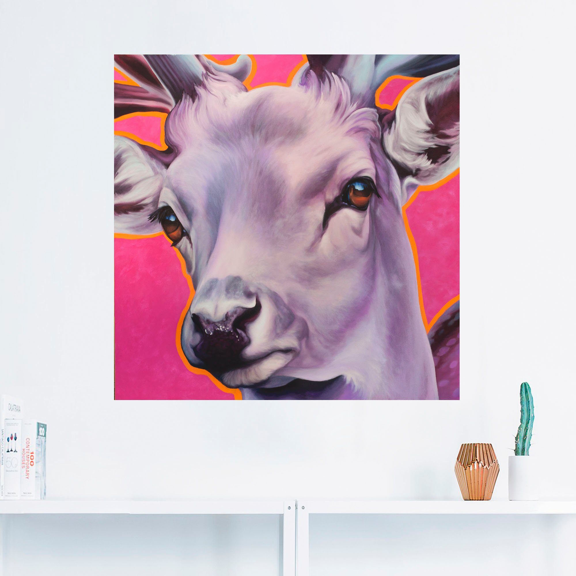 Artland Artprint Edelhert pink als artprint op linnen, muursticker of poster in verschillende maten