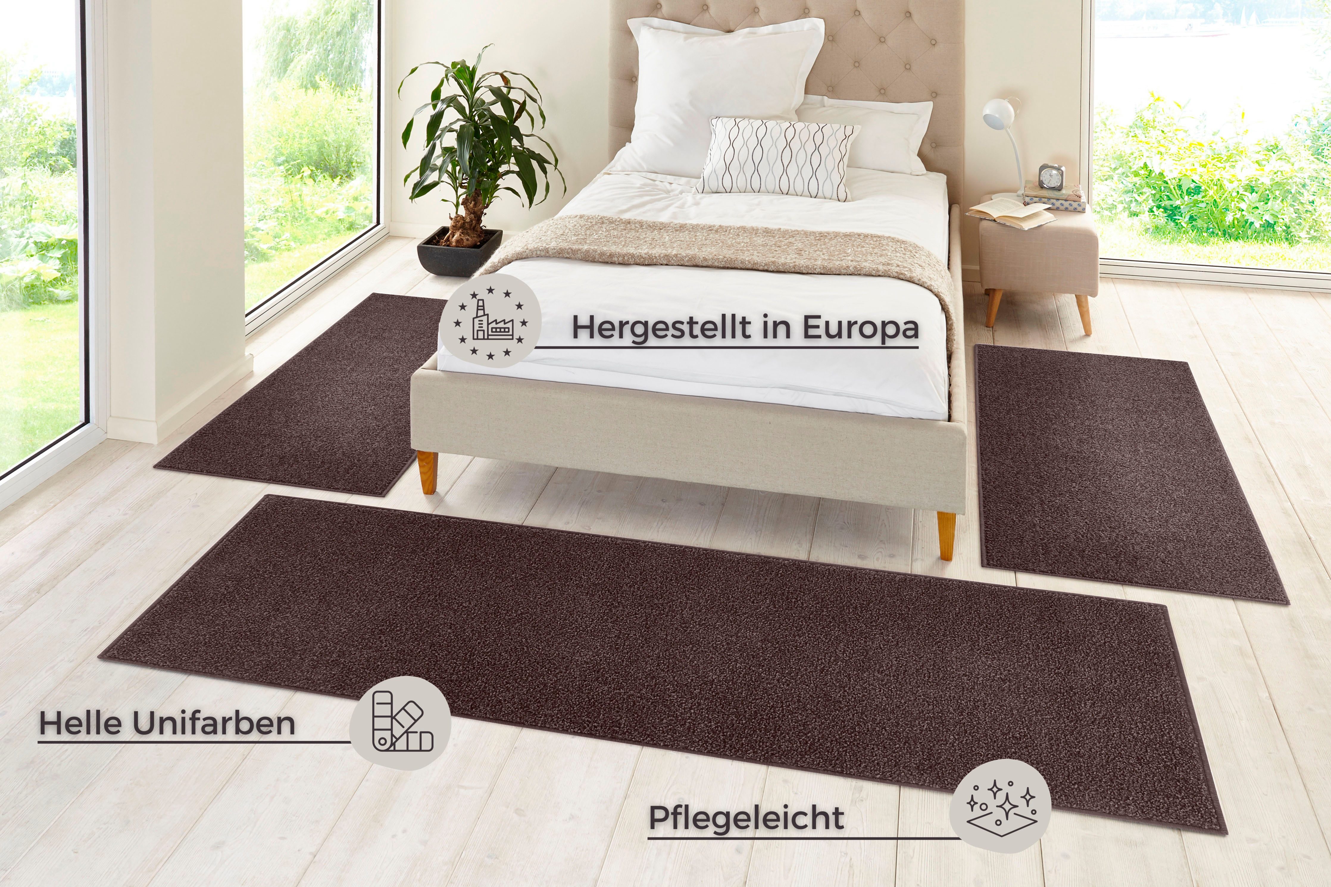 HANSE Home Set slaapkamerkleedjes Pure 100 Korte pool, unikleur, vloerkleed, bedloper, slaapkamerkleed, loper
